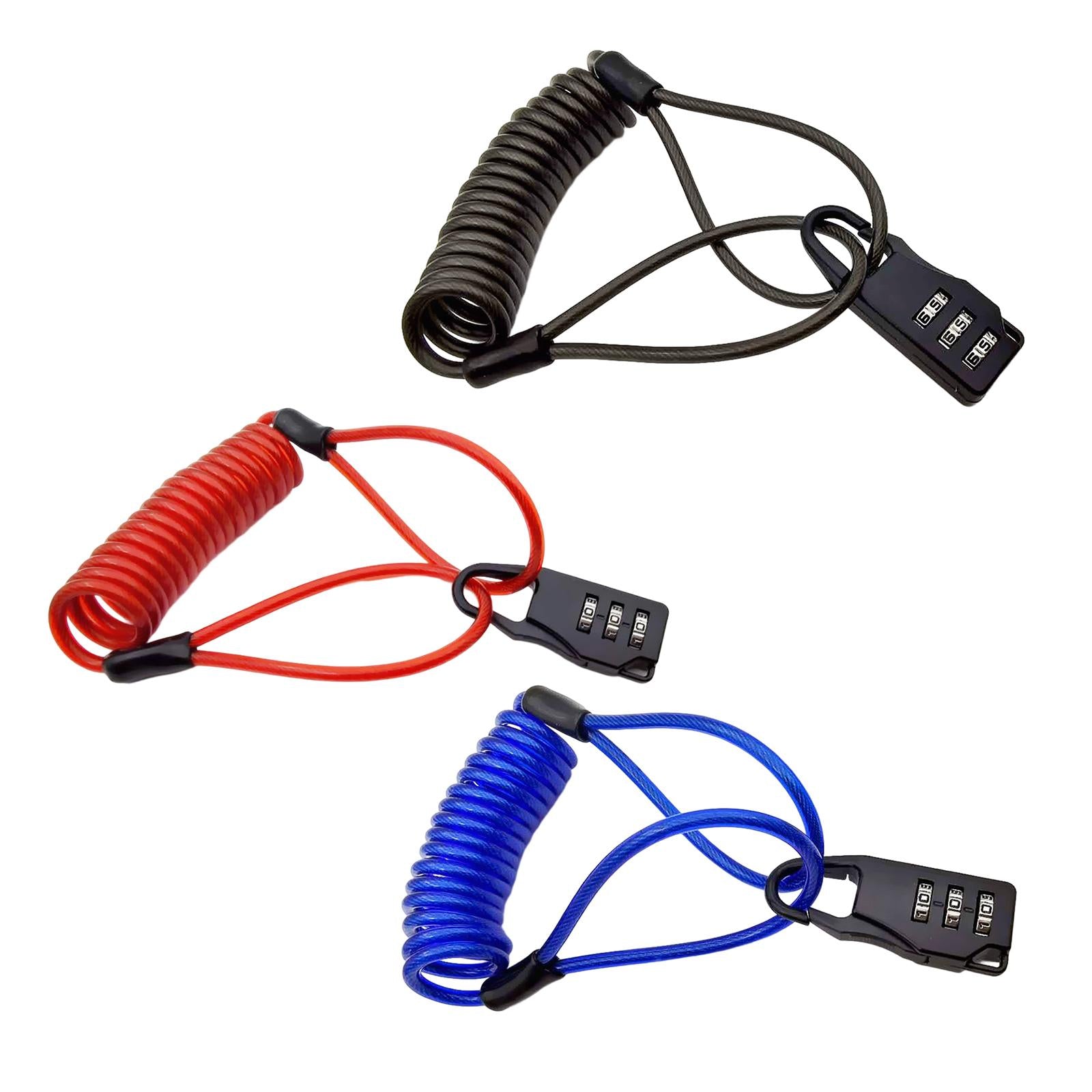 2xCombination Lock with Cable Portable Security Cable for Bike Gate Gym Locker Black