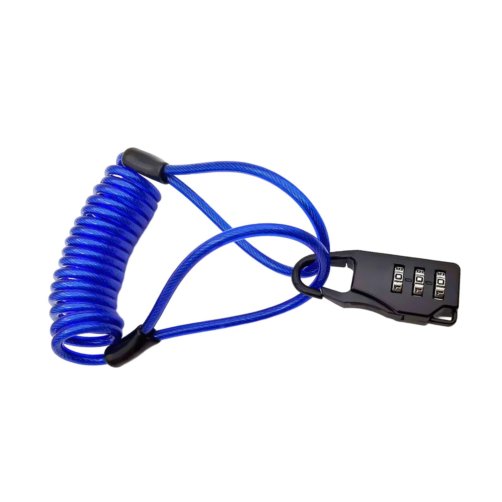 4xCombination Lock with Cable Portable Security Cable for Bike Gate Gym Locker Blue