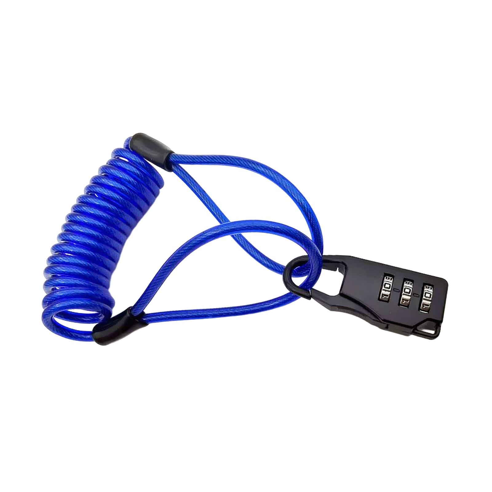 3xCombination Lock with Cable Portable Security Cable for Bike Gate Gym Locker Blue