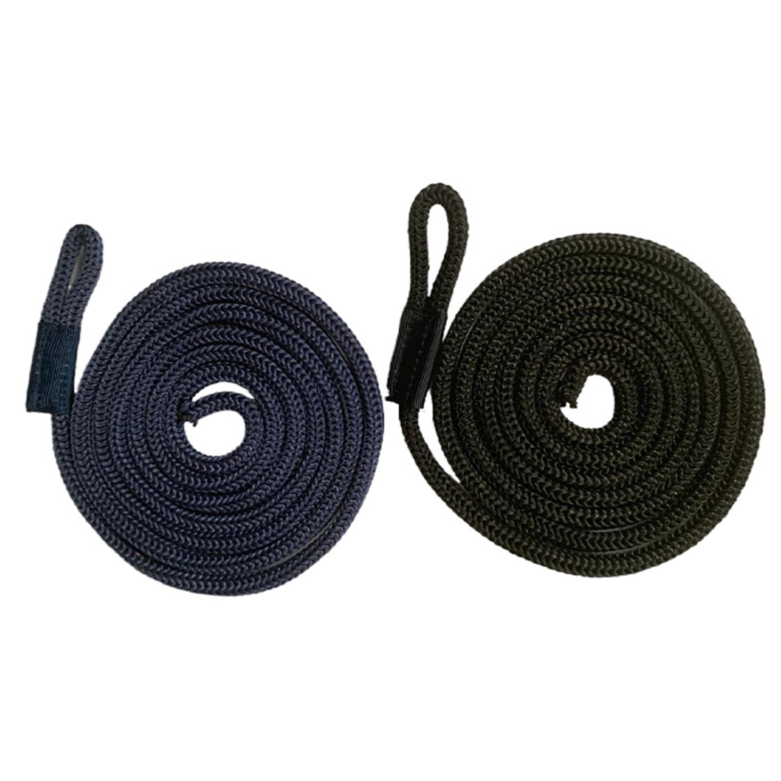 4xBoat Fender Line with Loop Boat Fenders Bumper Lines Mooring Rope Boat Ropes Black