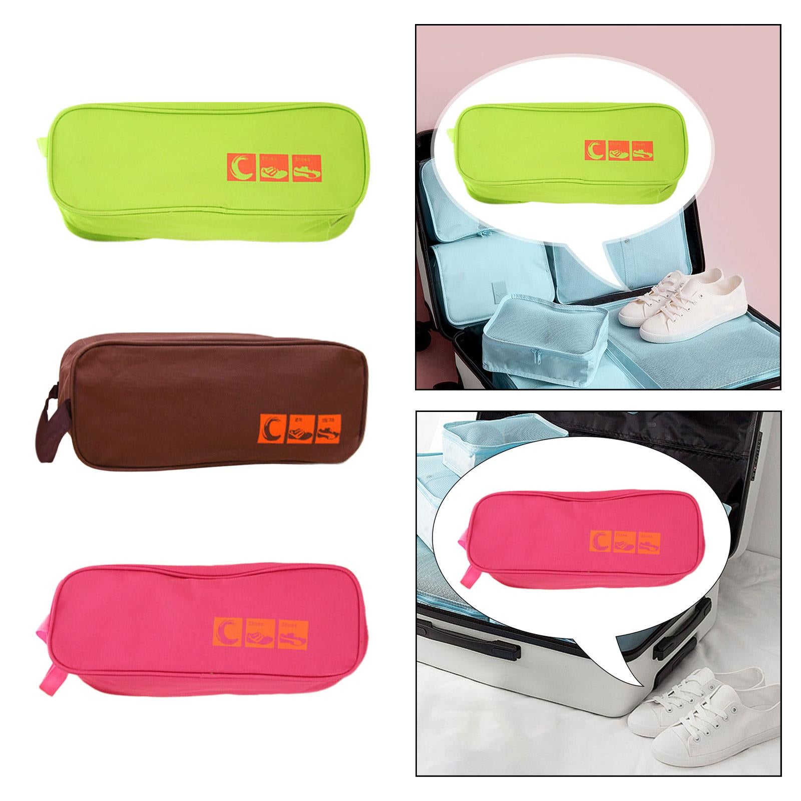 4xTravel Shoe Bag for Packing Oxford Fabric with Zipper Lightweight Shoe Pouch Green