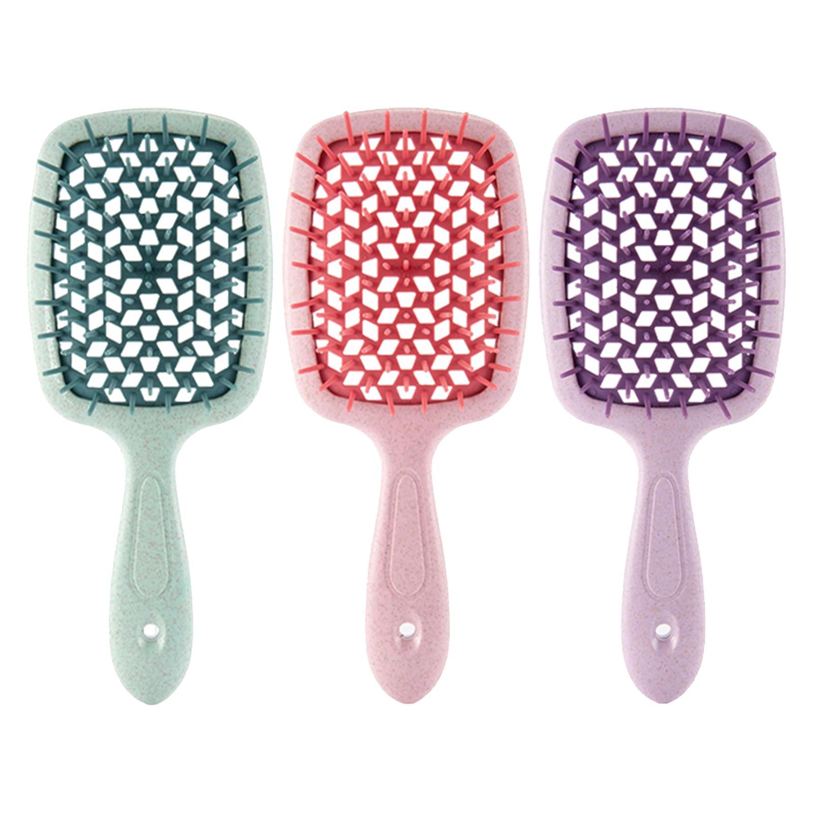 2xDetangling Hair Brush Soft Flexible Accessory Durable Curved Vent Hair Brush Green