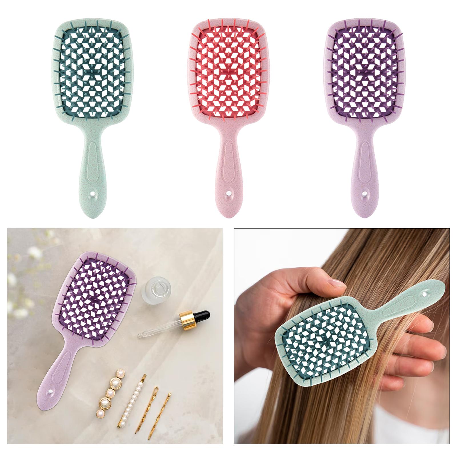 4xDetangling Hair Brush Soft Flexible Accessory Durable Curved Vent Hair Brush Green