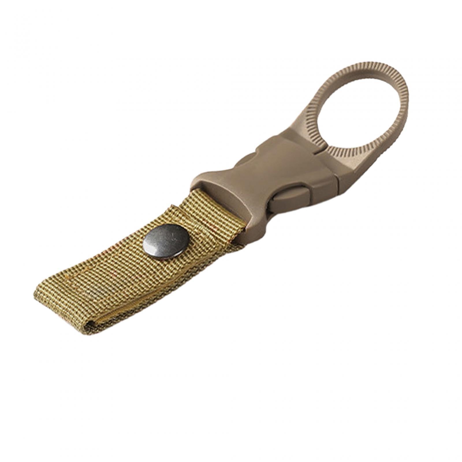 2xOutdoor Camping Water Bottle Holder Clip Hiking Carabiner Belt Buckle Khaki