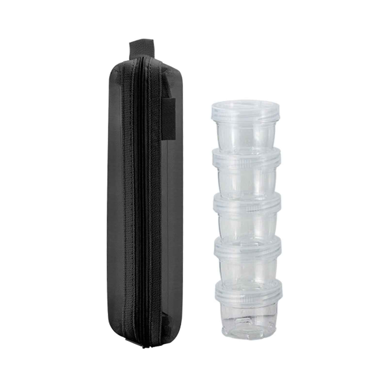 5 Pieces Camping Seasoning Box Clear Spice Bottle Set Stackable Spice Holder black