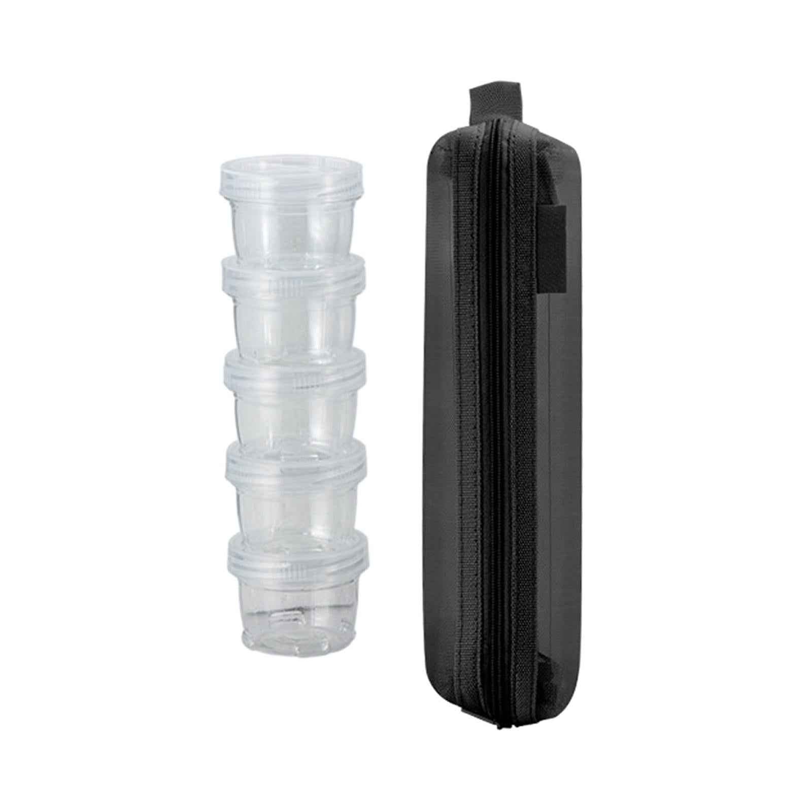 5 Pieces Camping Seasoning Box Clear Spice Bottle Set Stackable Spice Holder black
