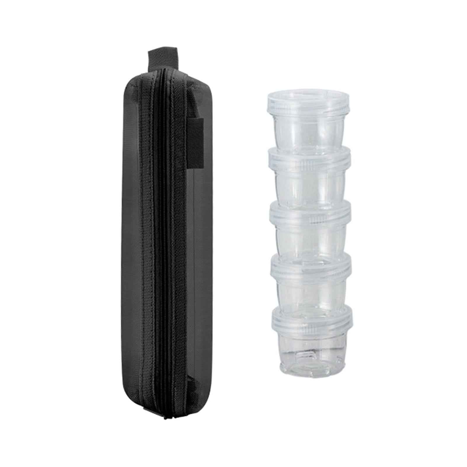 5 Pieces Camping Seasoning Box Clear Spice Bottle Set Stackable Spice Holder black