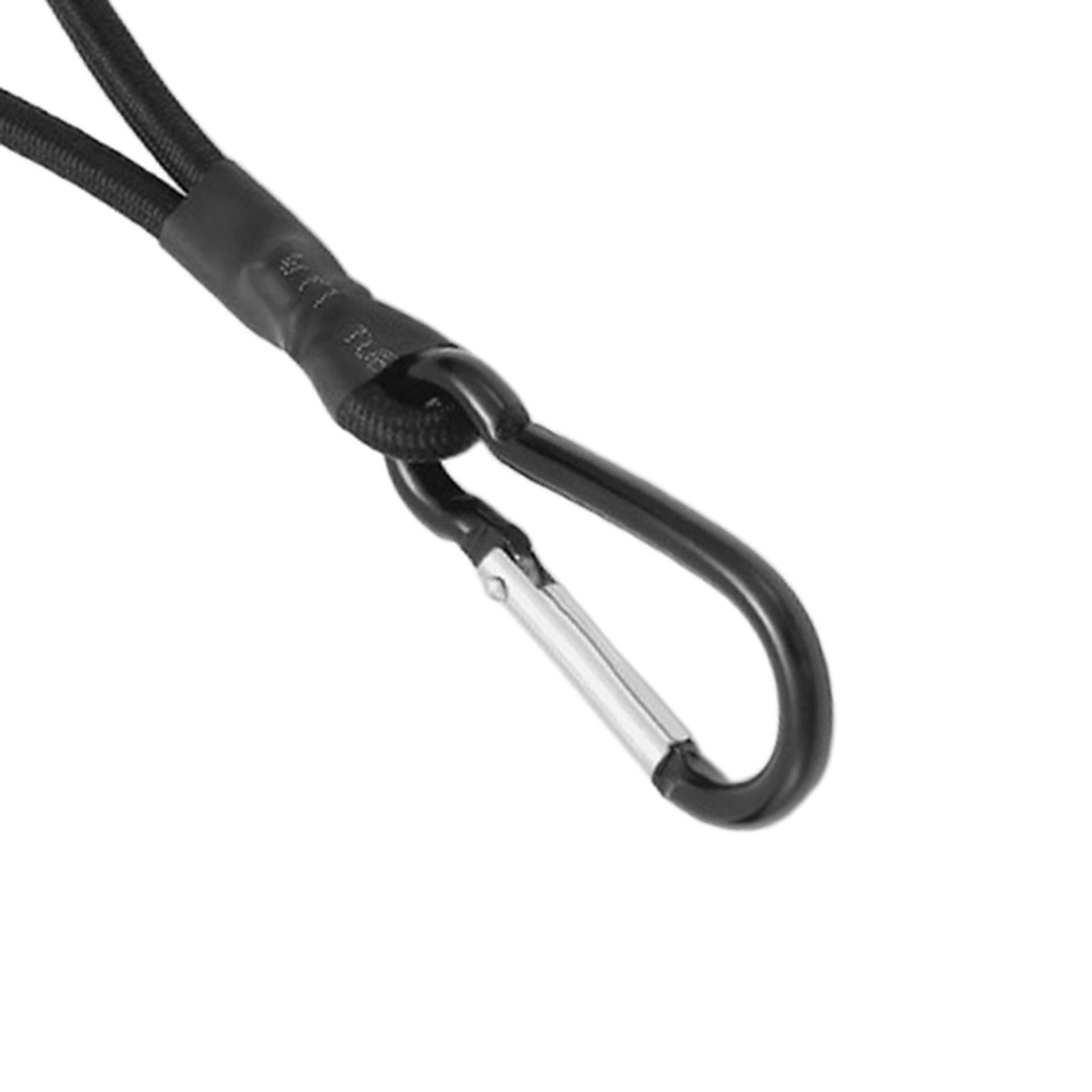 4xBungee Cord with Carabiner Elastic Rope Portable for Outdoor Tents Tarpaulin Black