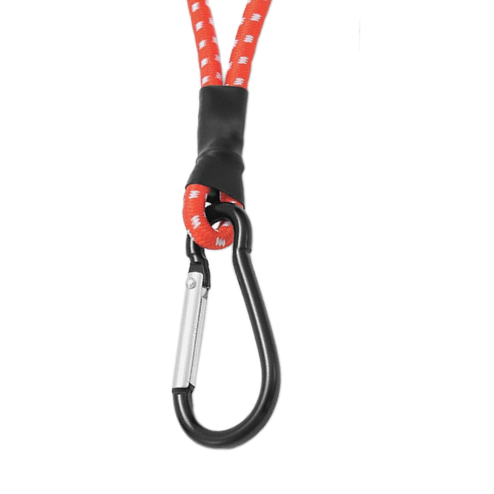 3xBungee Cord with Carabiner Elastic Rope Portable for Outdoor Tents Tarpaulin Red White