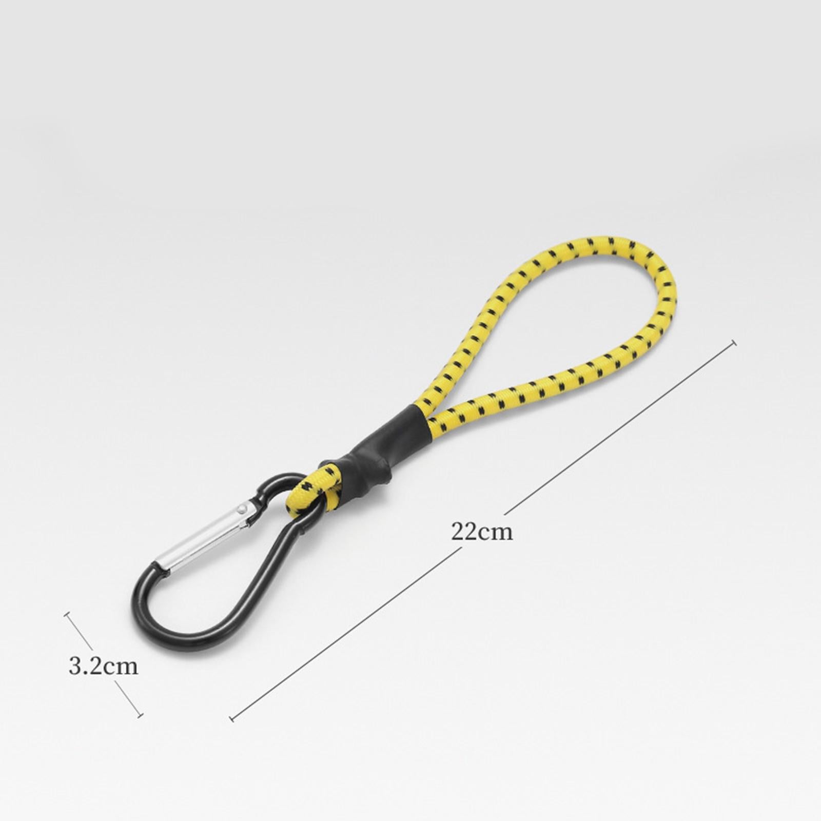 4xBungee Cord with Carabiner Elastic Rope Portable for Outdoor Tents Tarpaulin Yellow Black