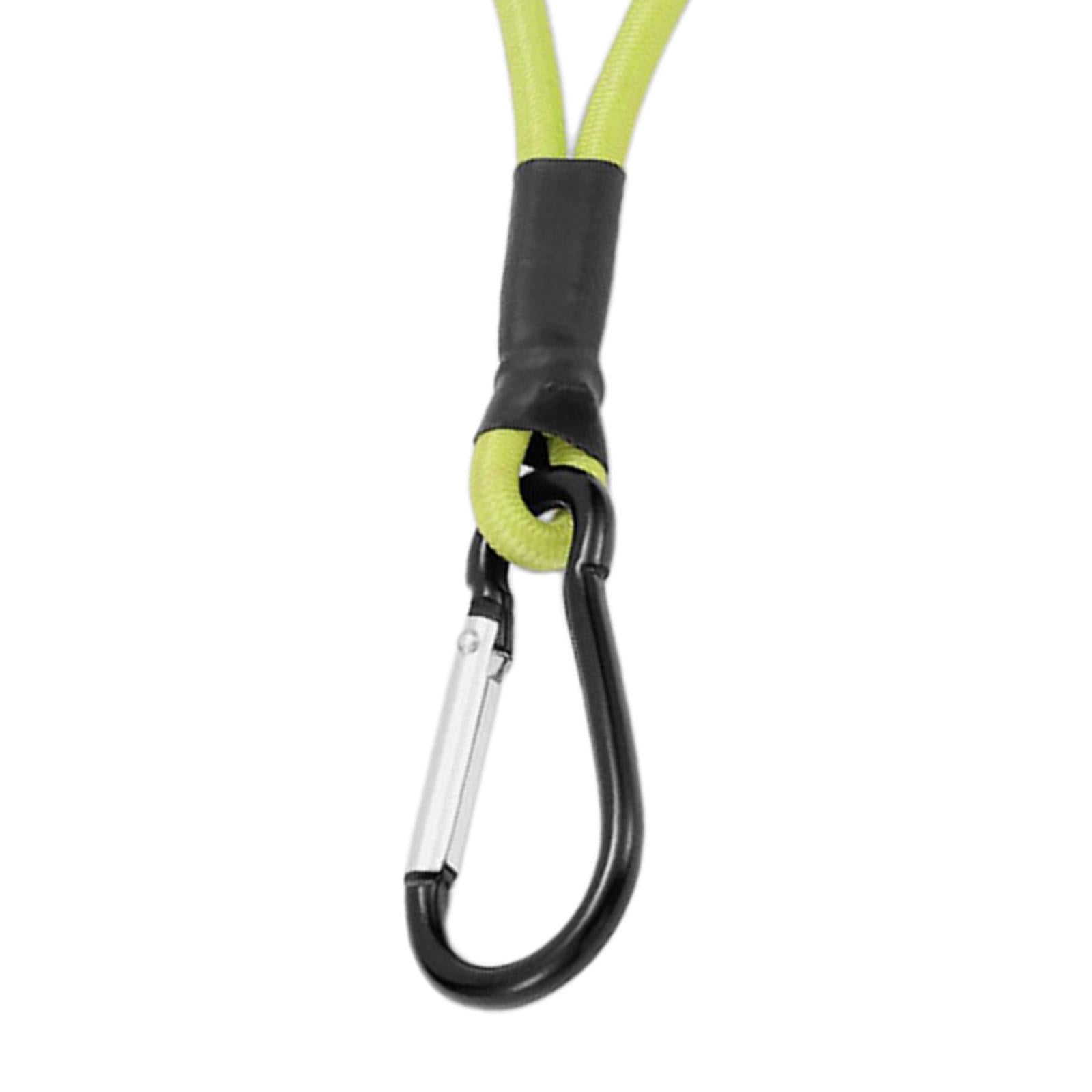 3xBungee Cord with Carabiner Elastic Rope Portable for Outdoor Tents Tarpaulin Fluorescent Green