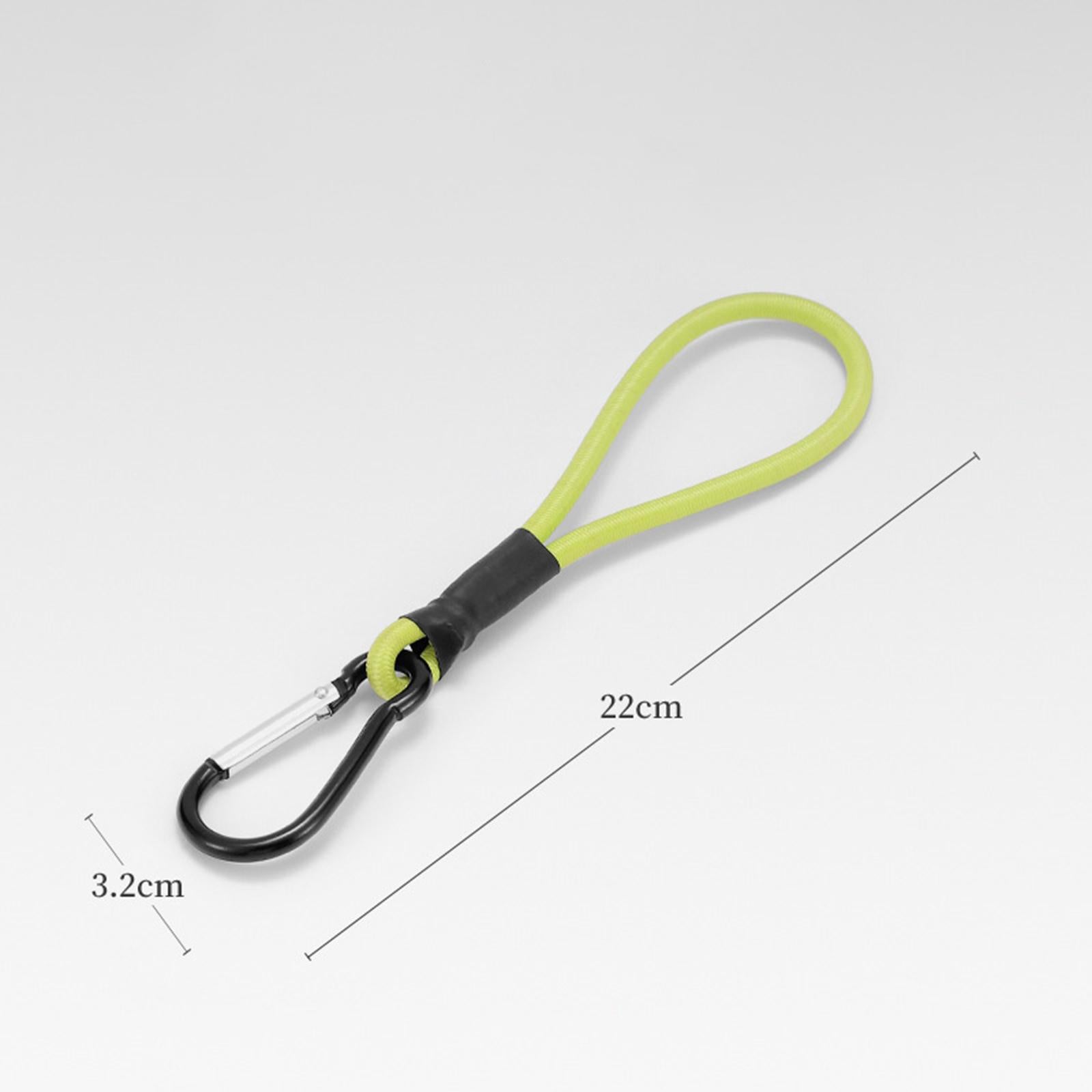2xBungee Cord with Carabiner Elastic Rope Portable for Outdoor Tents Tarpaulin Fluorescent Green