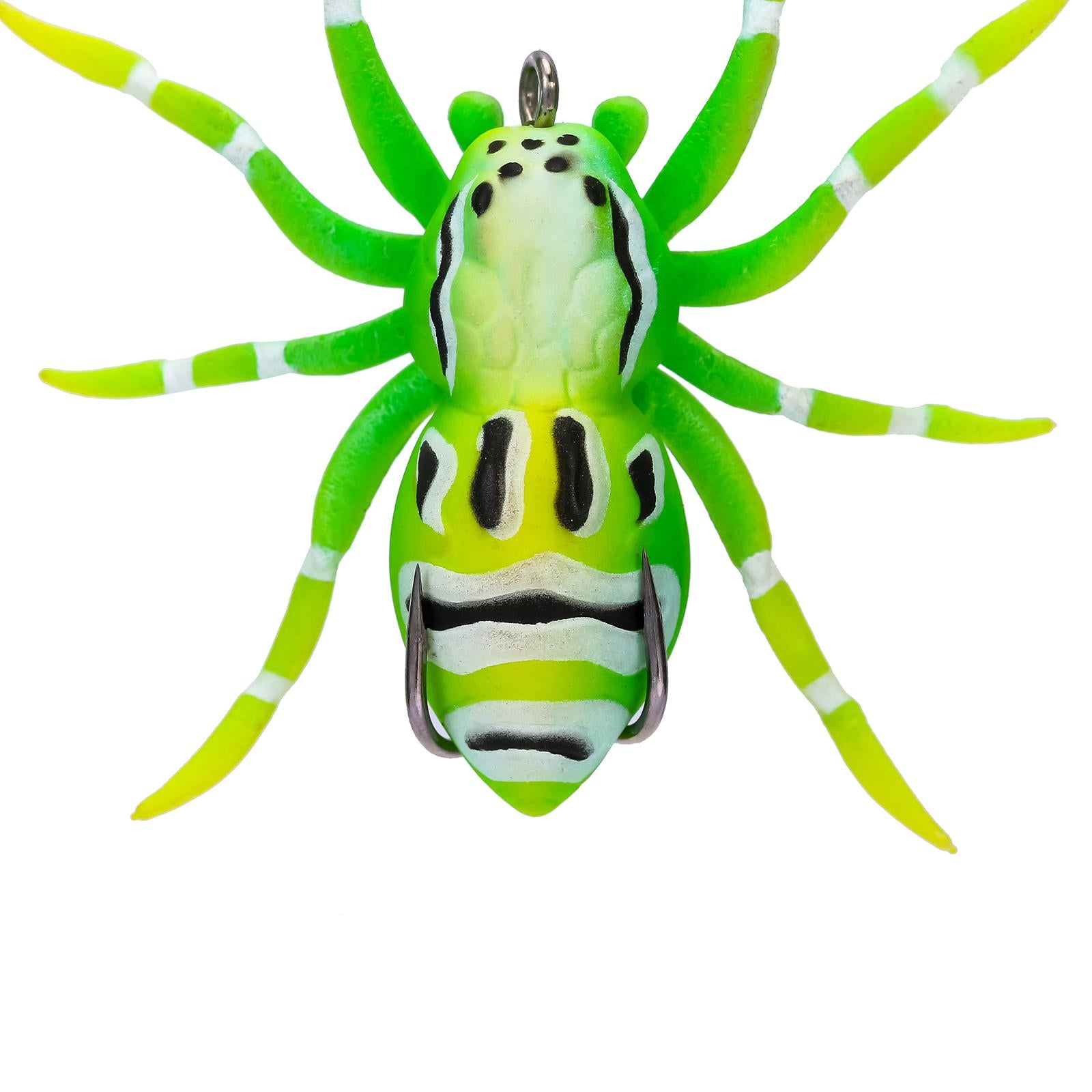 3xArtificial Web Spider Baits 7.5cm 3D Simulation Spider Soft Lures for Salmon Green