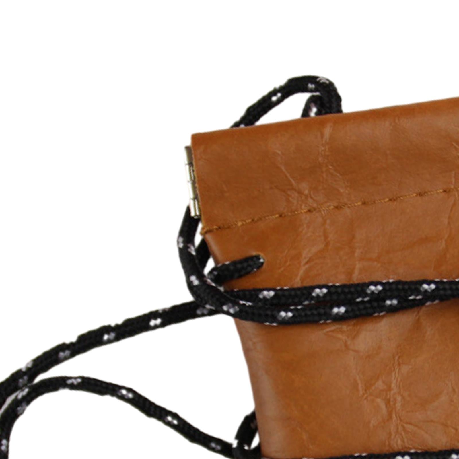 2xHanging Neck Pouch Key Bag Small Wallet Storage Bag for Men Women Earbud Bag Brown