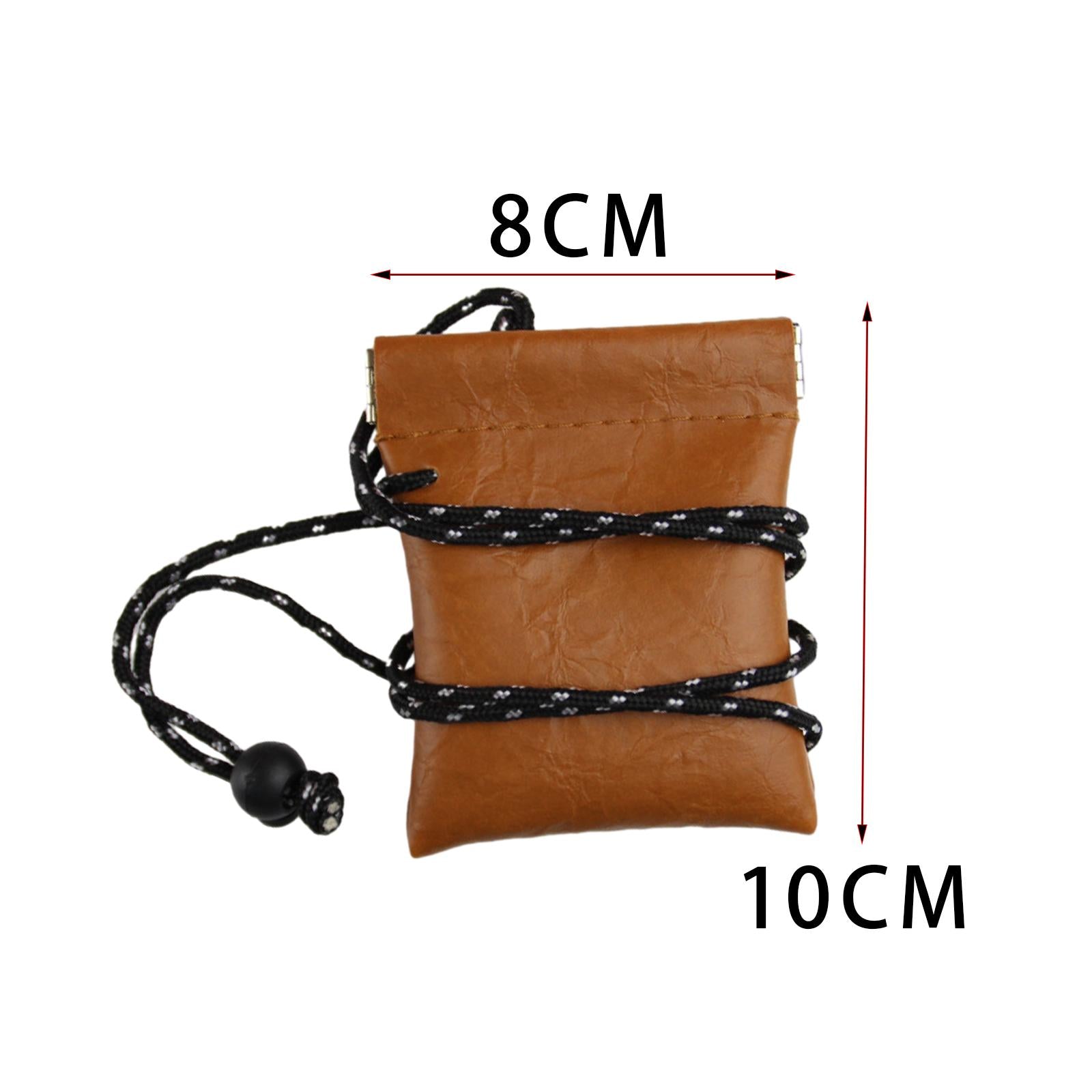4xHanging Neck Pouch Key Bag Small Wallet Storage Bag for Men Women Earbud Bag Brown