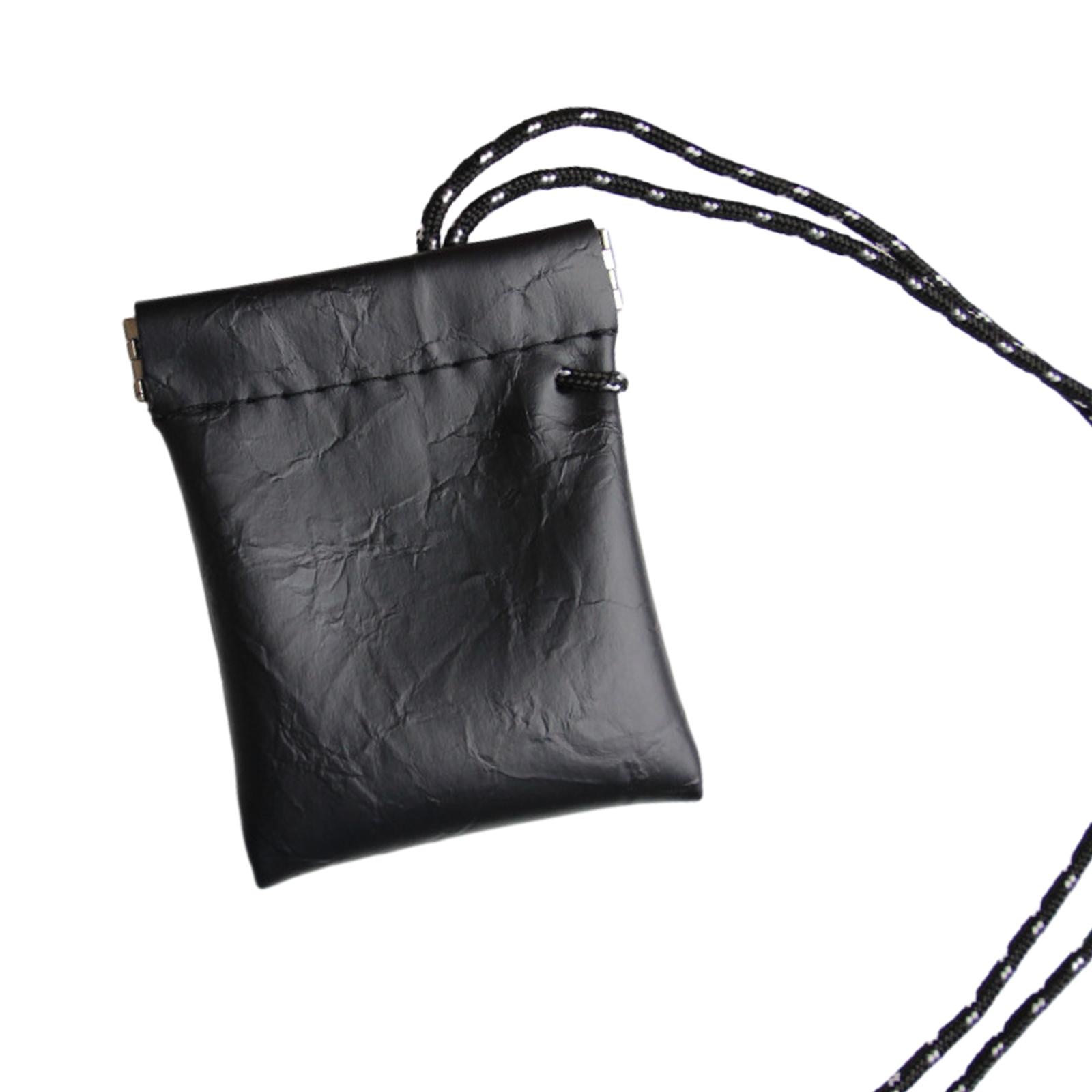 4xHanging Neck Pouch Key Bag Small Wallet Storage Bag for Men Women Earbud Bag Black