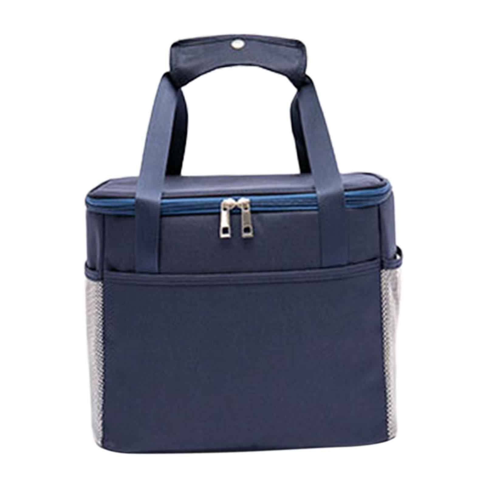 Insulated Cooler Bag Lunch Box Soft Food Delivery Bag for Work Travel Office L dark blue