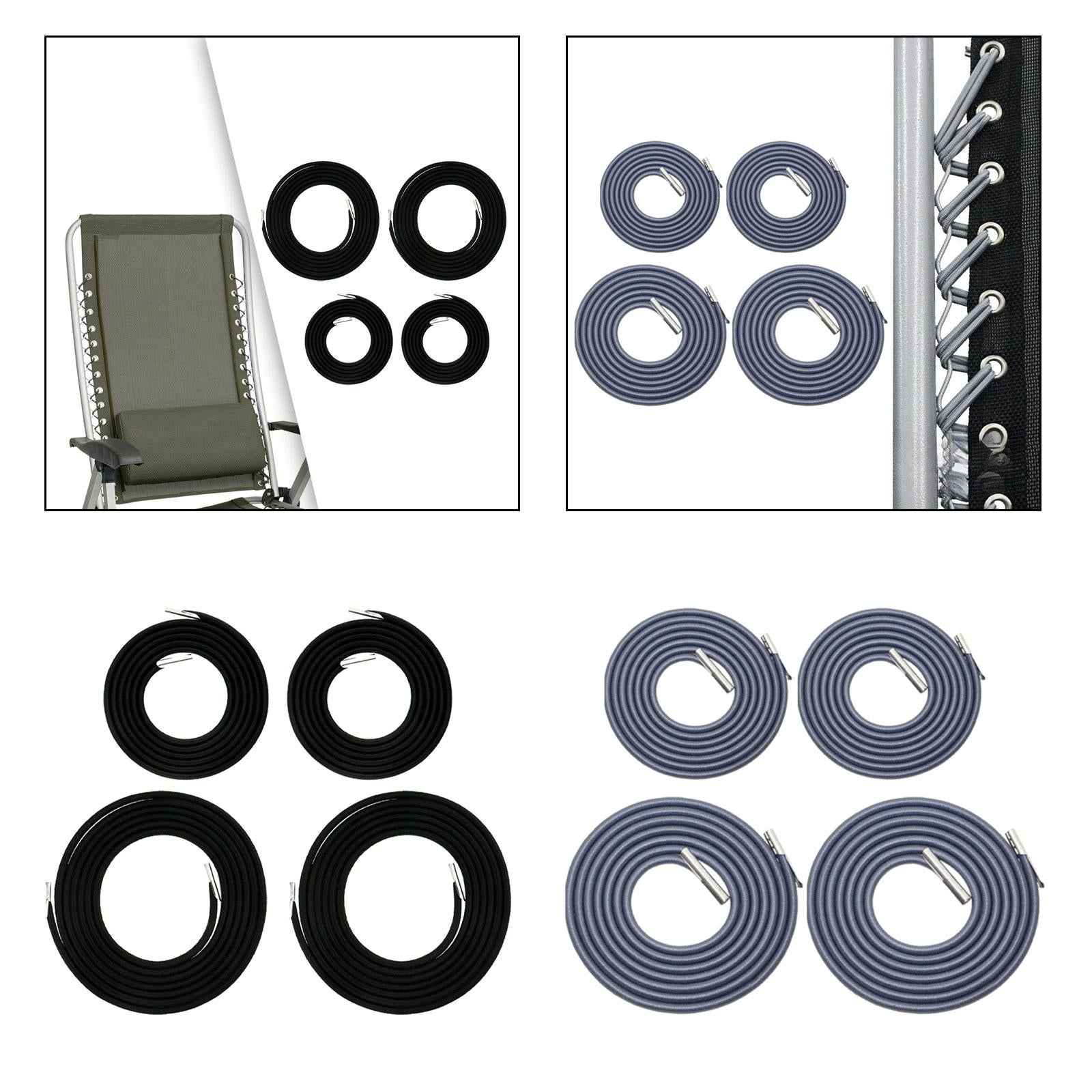 4Pcs Replacement Cord for O Gravity Chair Elastic Cord Laces for Backyard Black