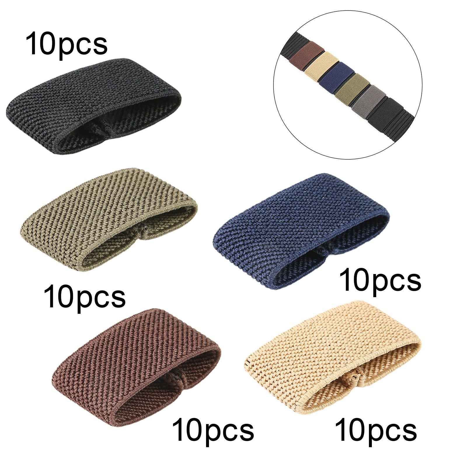 10x Elastic Belt Keepers Strap Retainer Band for Pants Belt Nylon Belt Loops Black