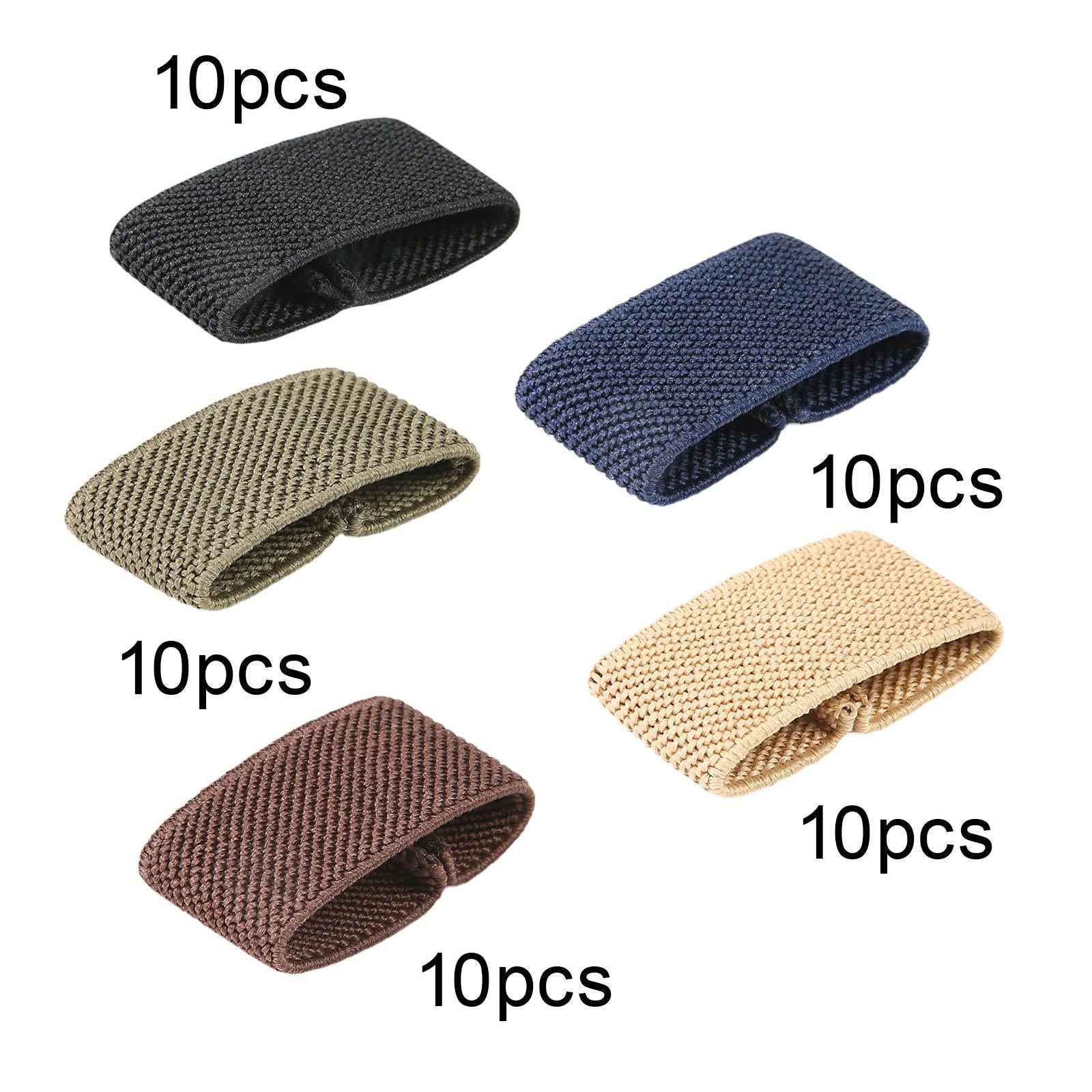 10x Elastic Belt Keepers Strap Retainer Band for Pants Belt Nylon Belt Loops Black