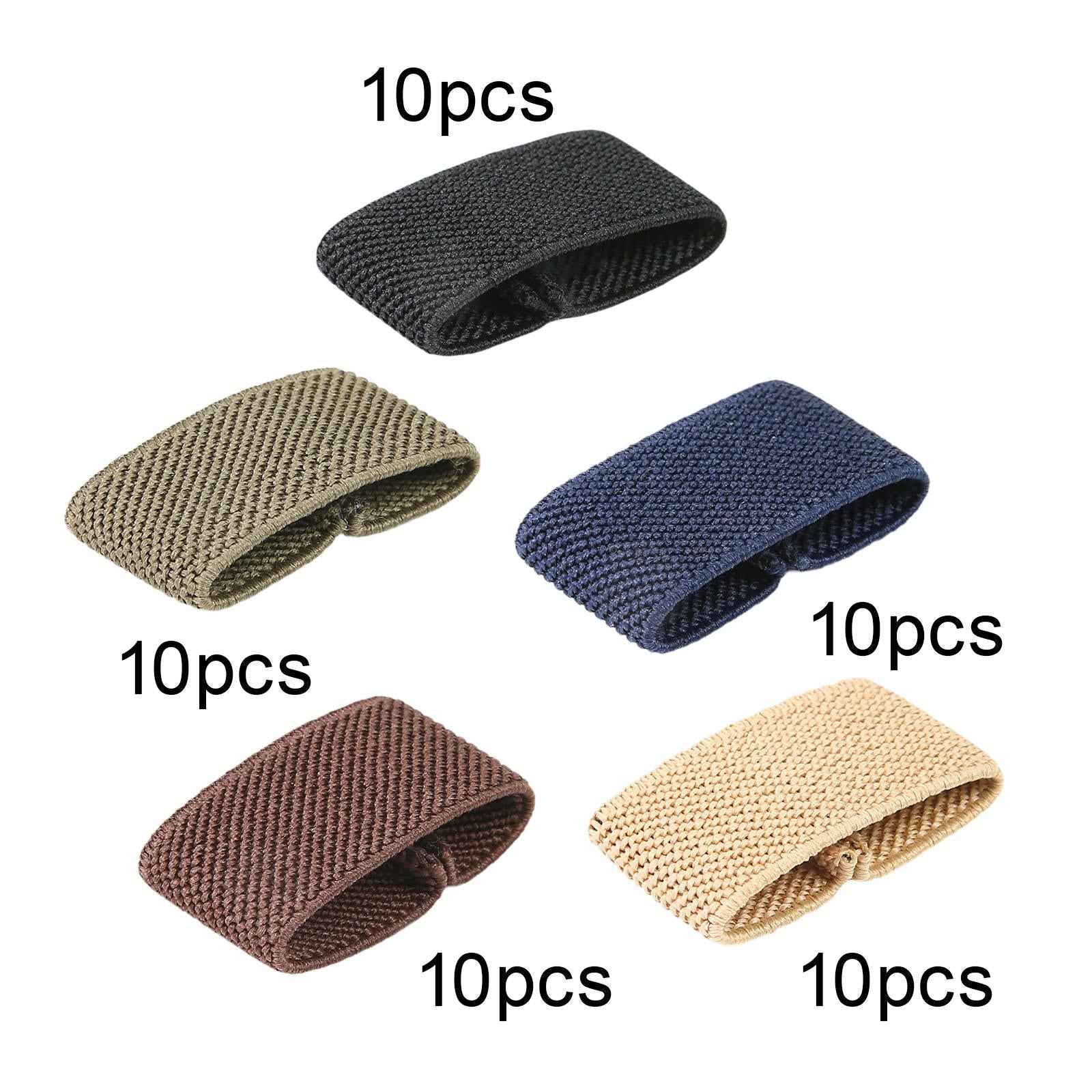 10x Elastic Belt Keepers Strap Retainer Band for Pants Belt Nylon Belt Loops Black