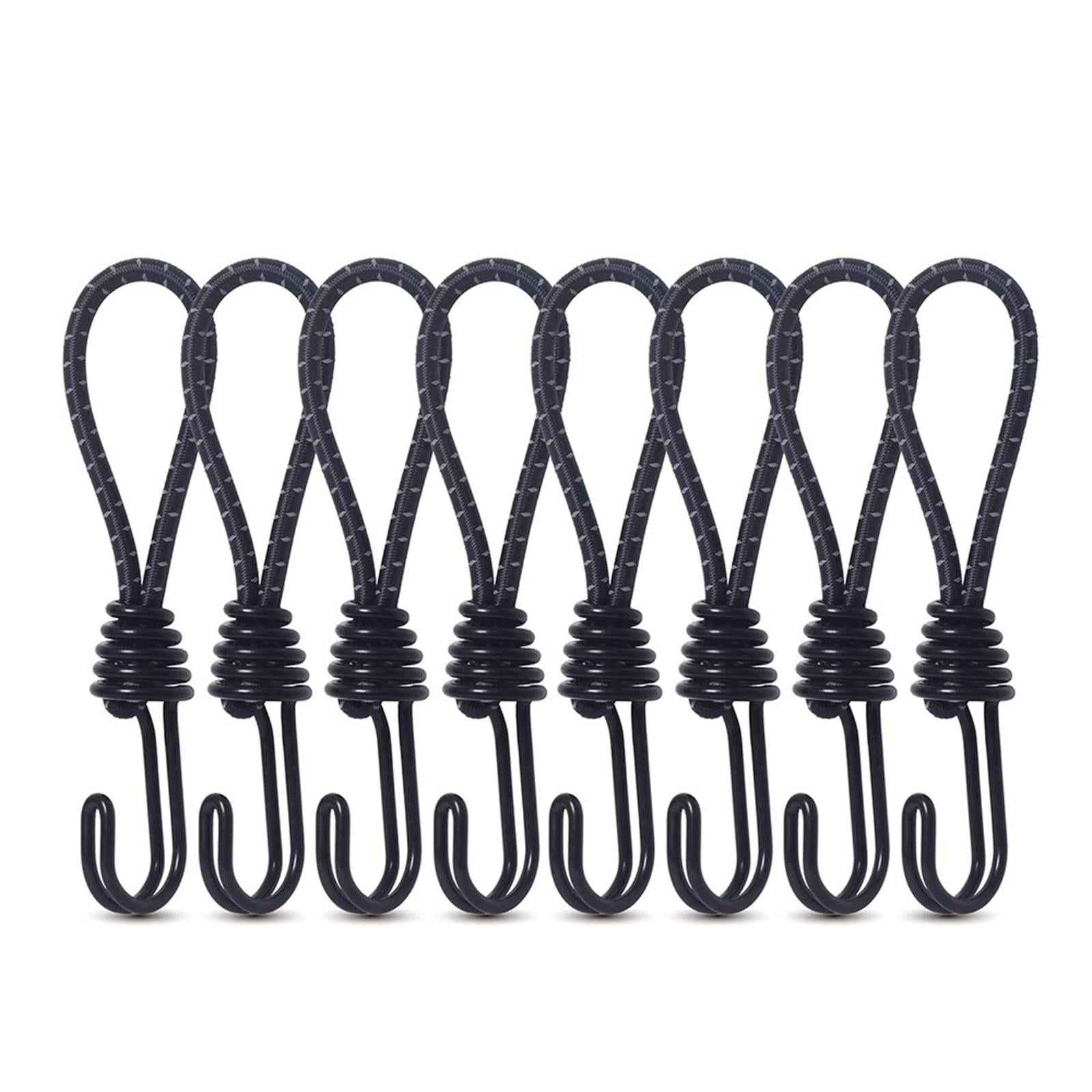 10Pcs Bungee Cord with Hook Portable for Camping Accessories Tarpaulin Tarps Black
