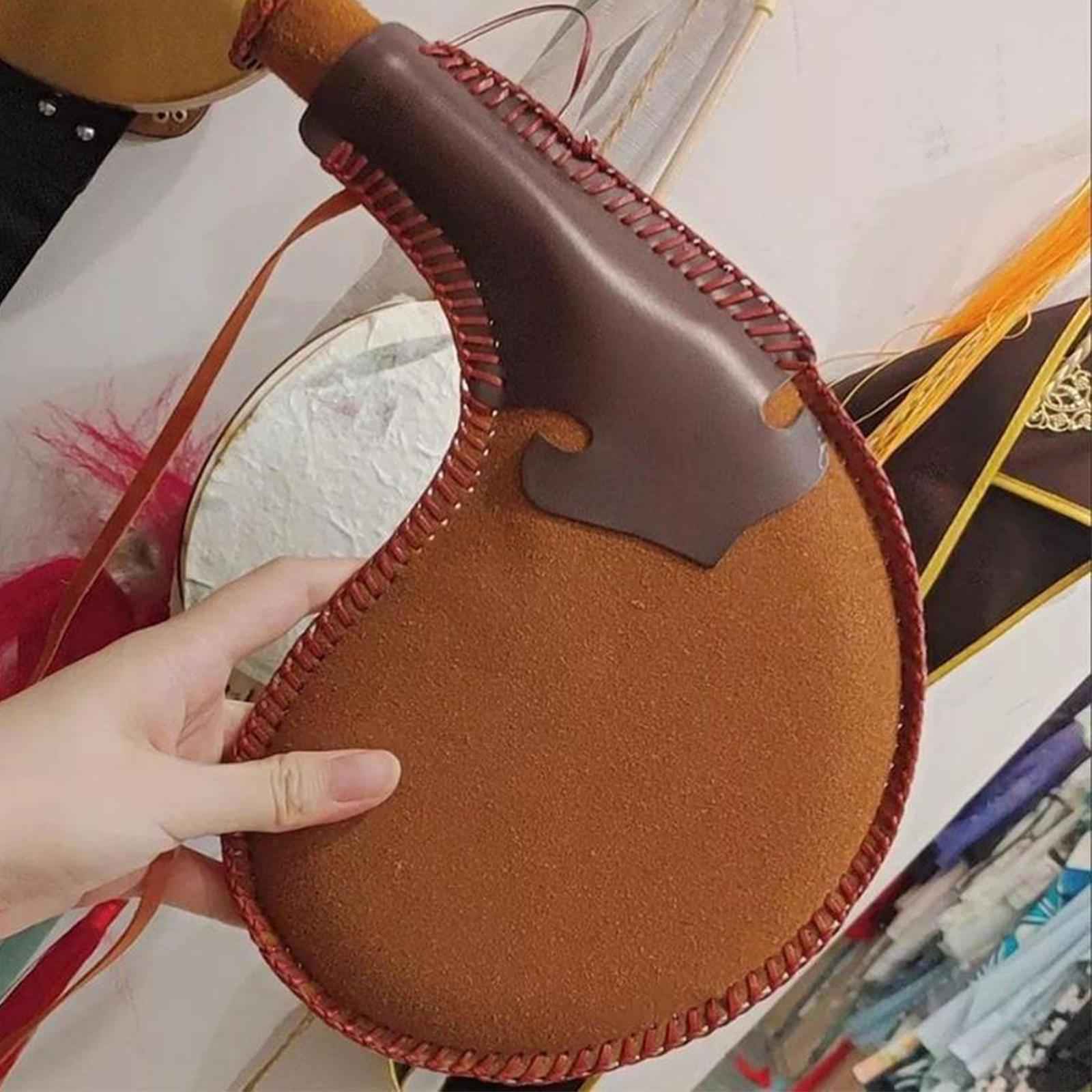 Water Bota Bag Small Flask Pouch Prop for Actor's Decoration Camping Fishing 30cm Brown