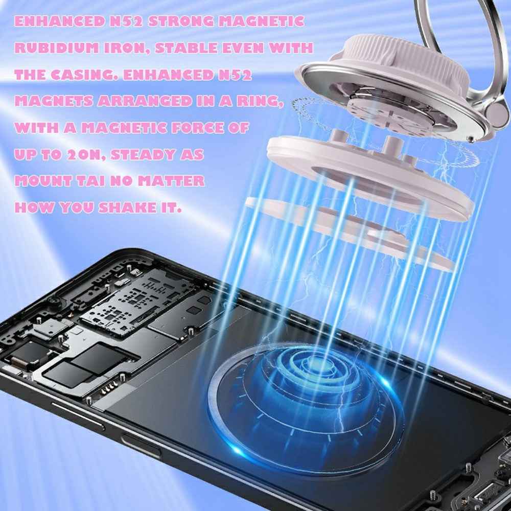 M16 Car Phone Mount Holder 3-Fold Rotatable Magnetic Phone Mount with Vacuum Suction Dashboard Navigation Stand - White