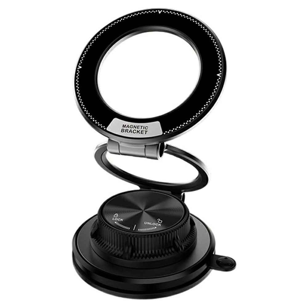 M16 Car Phone Mount Holder 3-Fold Rotatable Magnetic Phone Mount with Vacuum Suction Dashboard Navigation Stand - Black