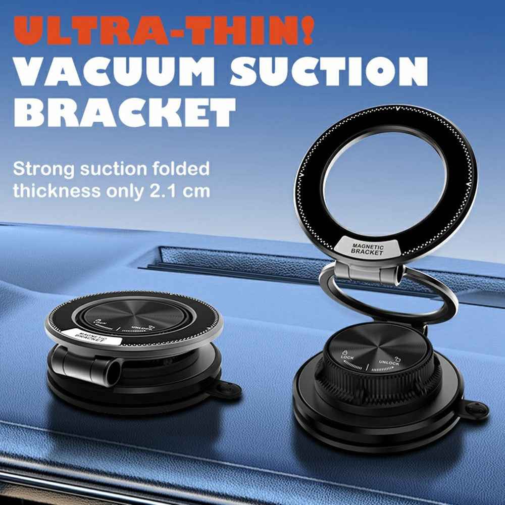 M16 Car Phone Mount Holder 3-Fold Rotatable Magnetic Phone Mount with Vacuum Suction Dashboard Navigation Stand - Black