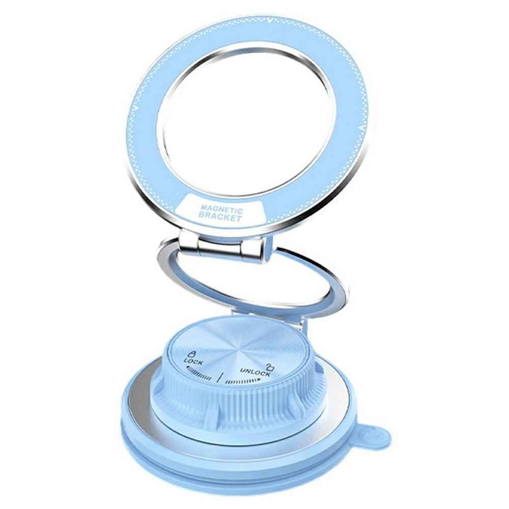 M16 Car Phone Mount Holder 3-Fold Rotatable Magnetic Phone Mount with Vacuum Suction Dashboard Navigation Stand - Blue