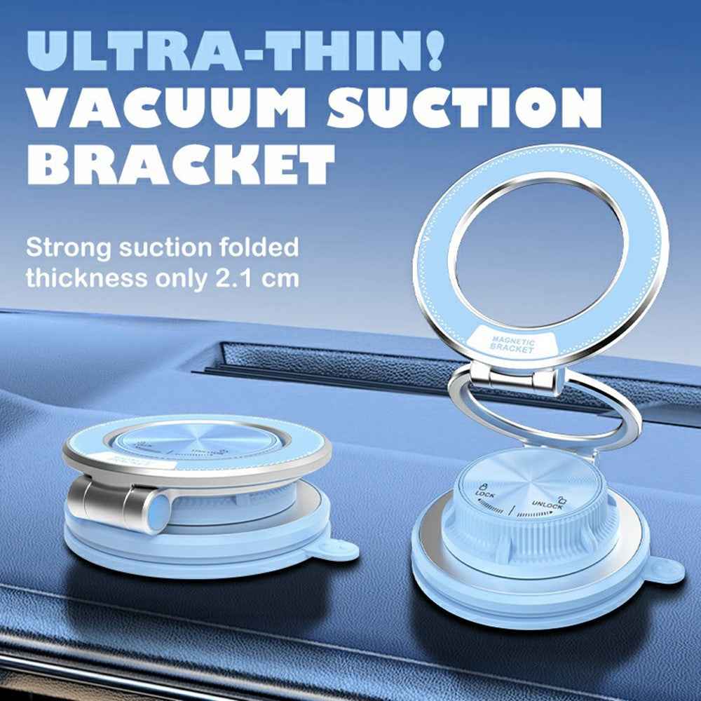 M16 Car Phone Mount Holder 3-Fold Rotatable Magnetic Phone Mount with Vacuum Suction Dashboard Navigation Stand - Blue