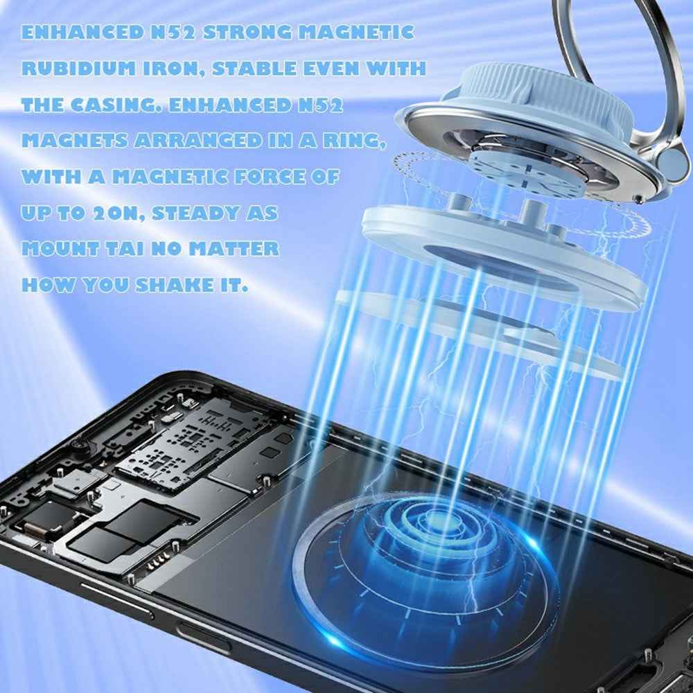 M16 Car Phone Mount Holder 3-Fold Rotatable Magnetic Phone Mount with Vacuum Suction Dashboard Navigation Stand - Blue