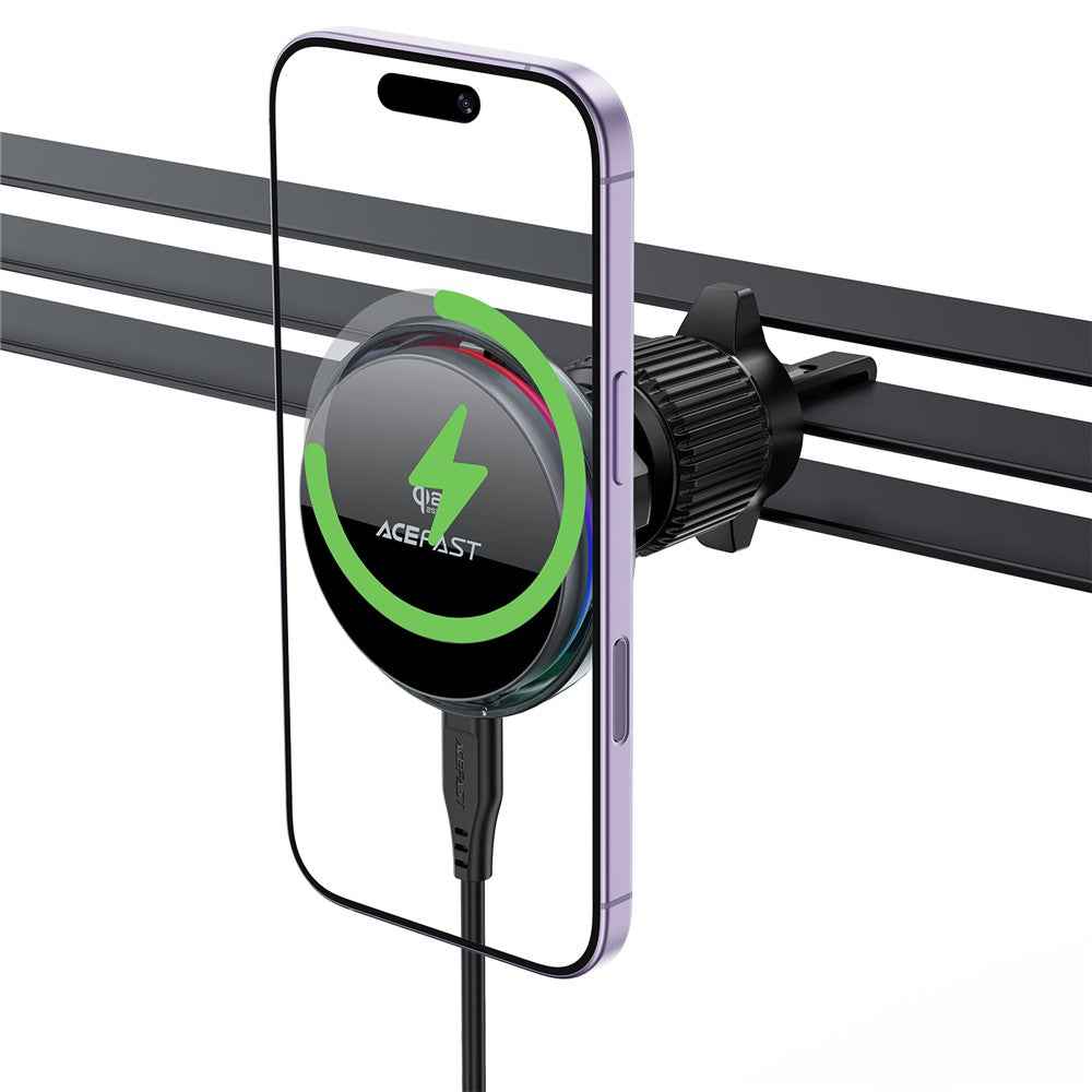 ACEFAST D61 QI2 25W Magnetic Wireless Charging Car Mount Adjustable Car Charging Holder with Cooling Fan - Tarnish