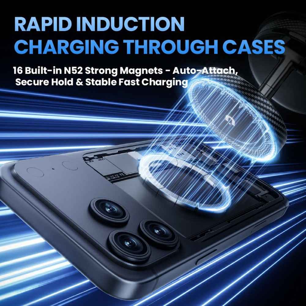 HONNOBE A14 Magnetic Wireless Charging Phone Mount Vacuum Suction 15W Fast Charger Phone Stand For Dashboard Windshield - Orange