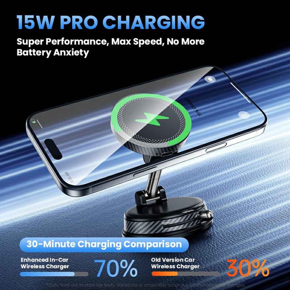 HONNOBE A14 Magnetic Wireless Charging Phone Mount Vacuum Suction 15W Fast Charger Phone Stand For Dashboard Windshield - Orange