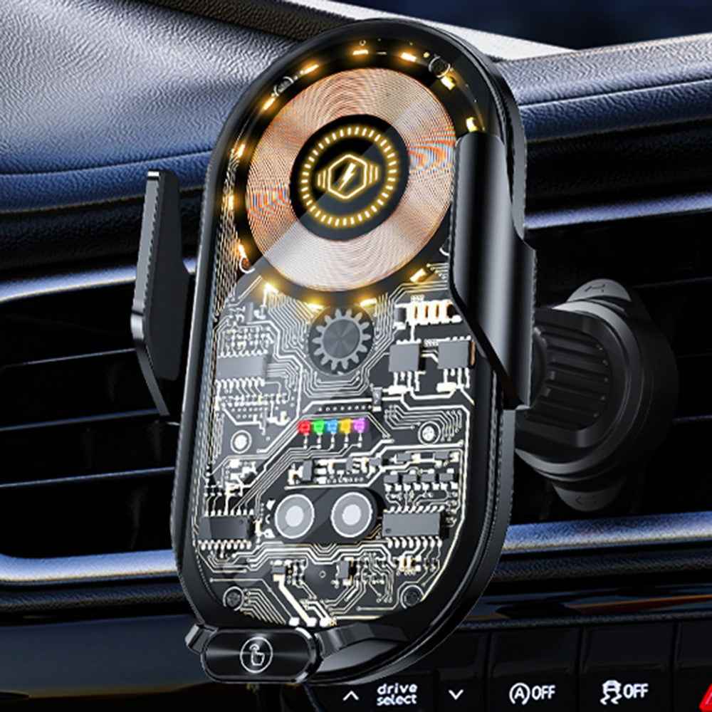 C13 15W Magnetic Wireless Car Charger Phone Mount Air Vent Induction Clamping Cell Phone Charger Holder - Black