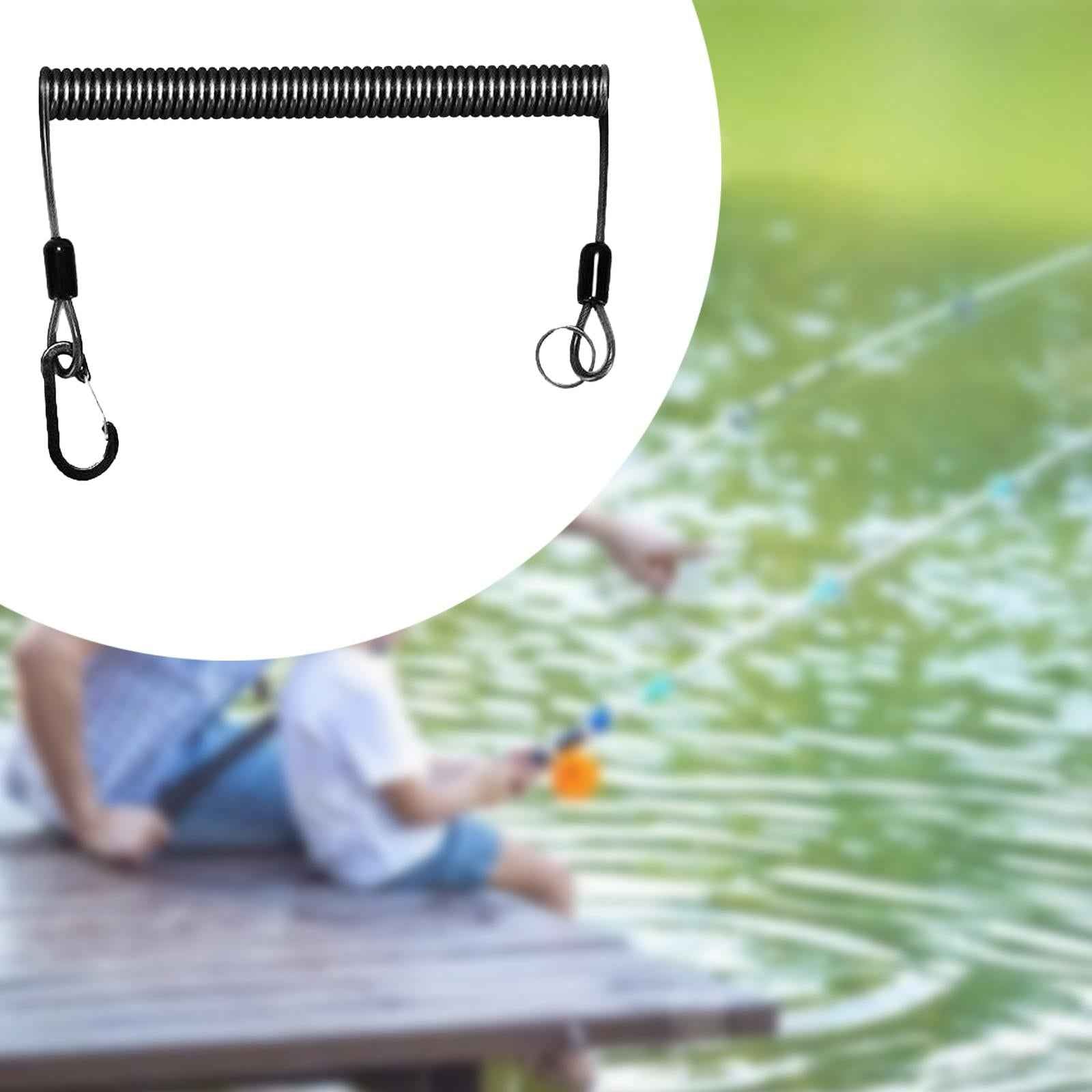Fishing Lanyard Wire Spring Cord Strap Retractable Safety Spring Coiled Rope Stretched 200cm
