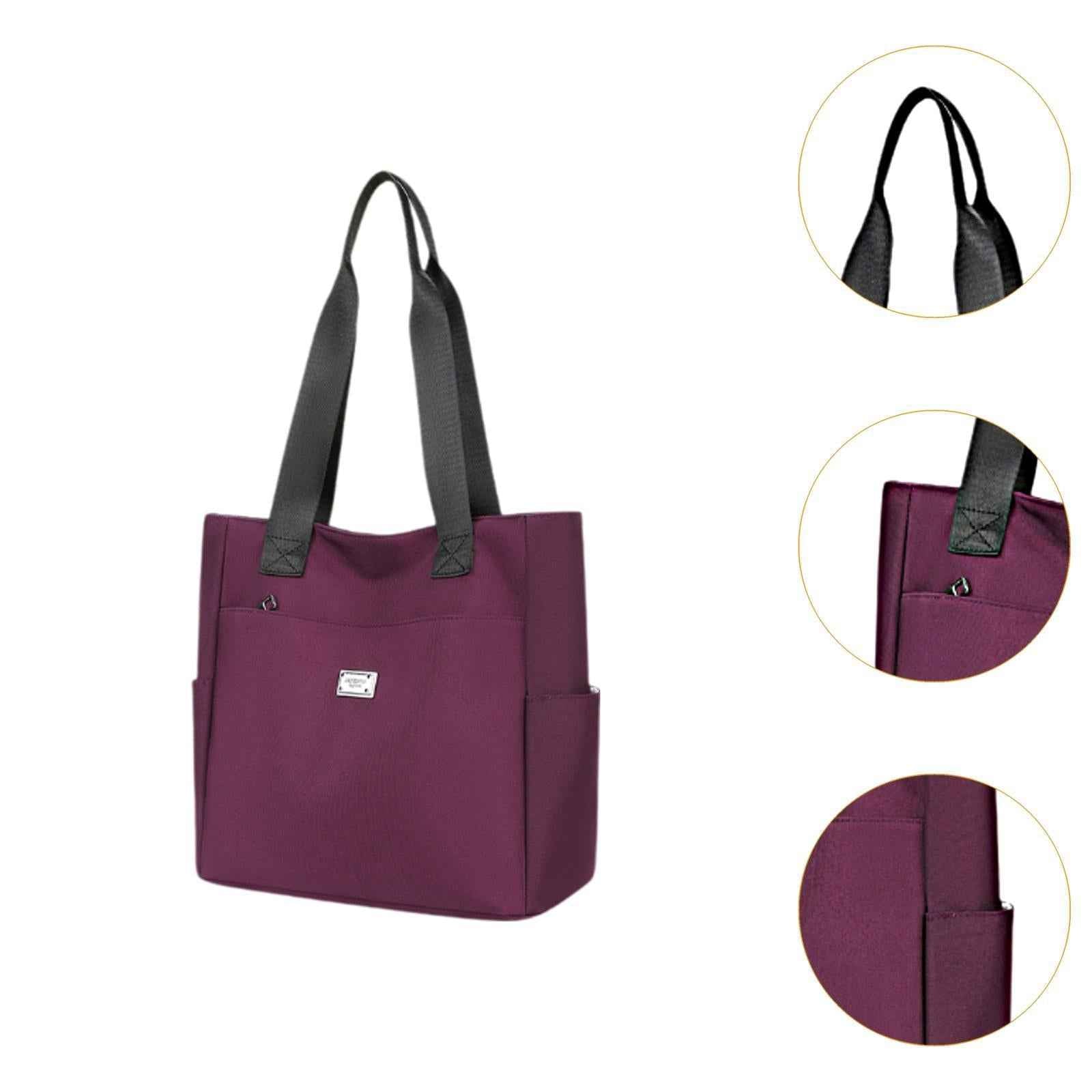 Tote Bag for Women Travel Purse Shopping Bag Oxford Cloth Large Shoulder Bag Purple