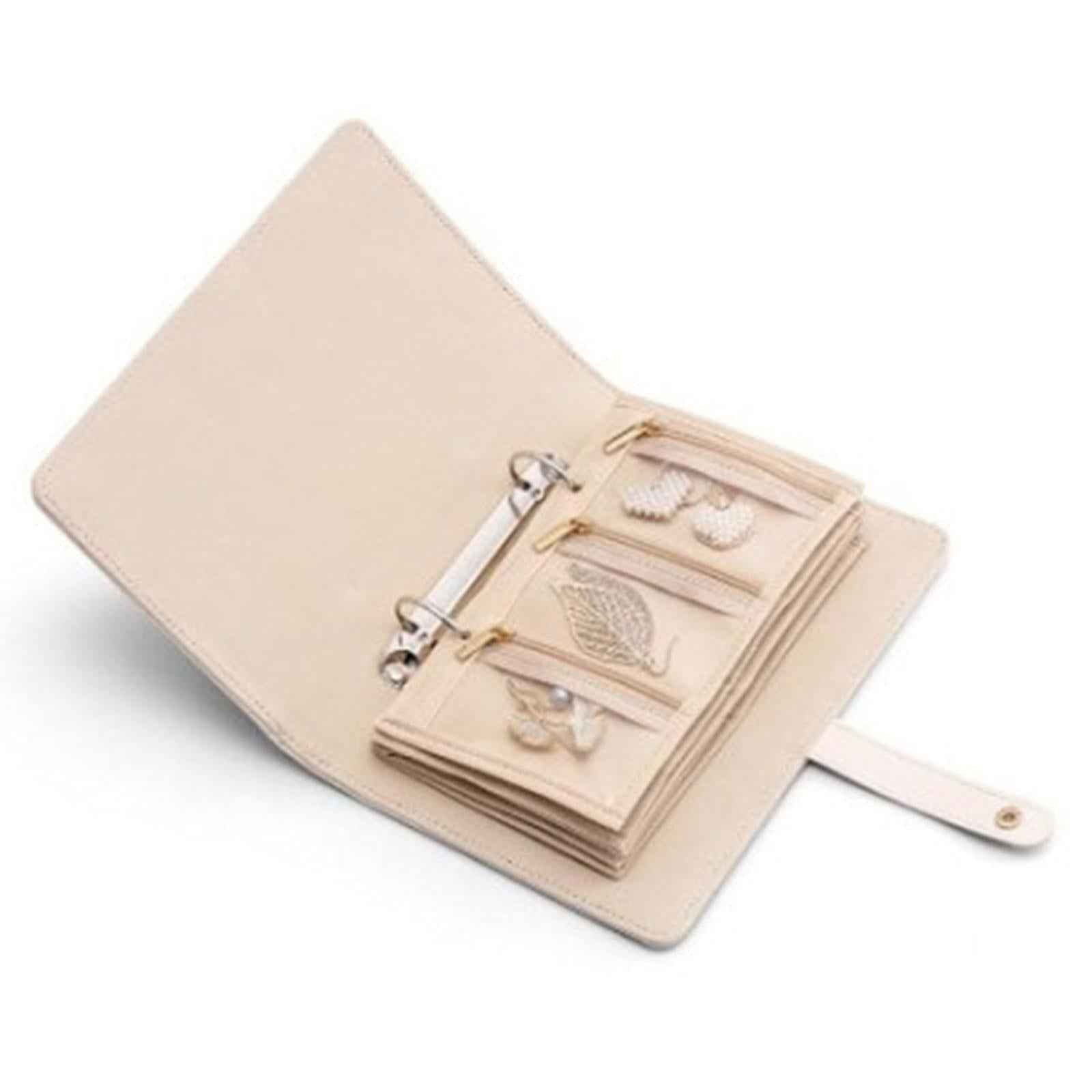 Jewelry Book PU Leather Jewelry Storage Bag for Ring Bracelet Store Counters beige