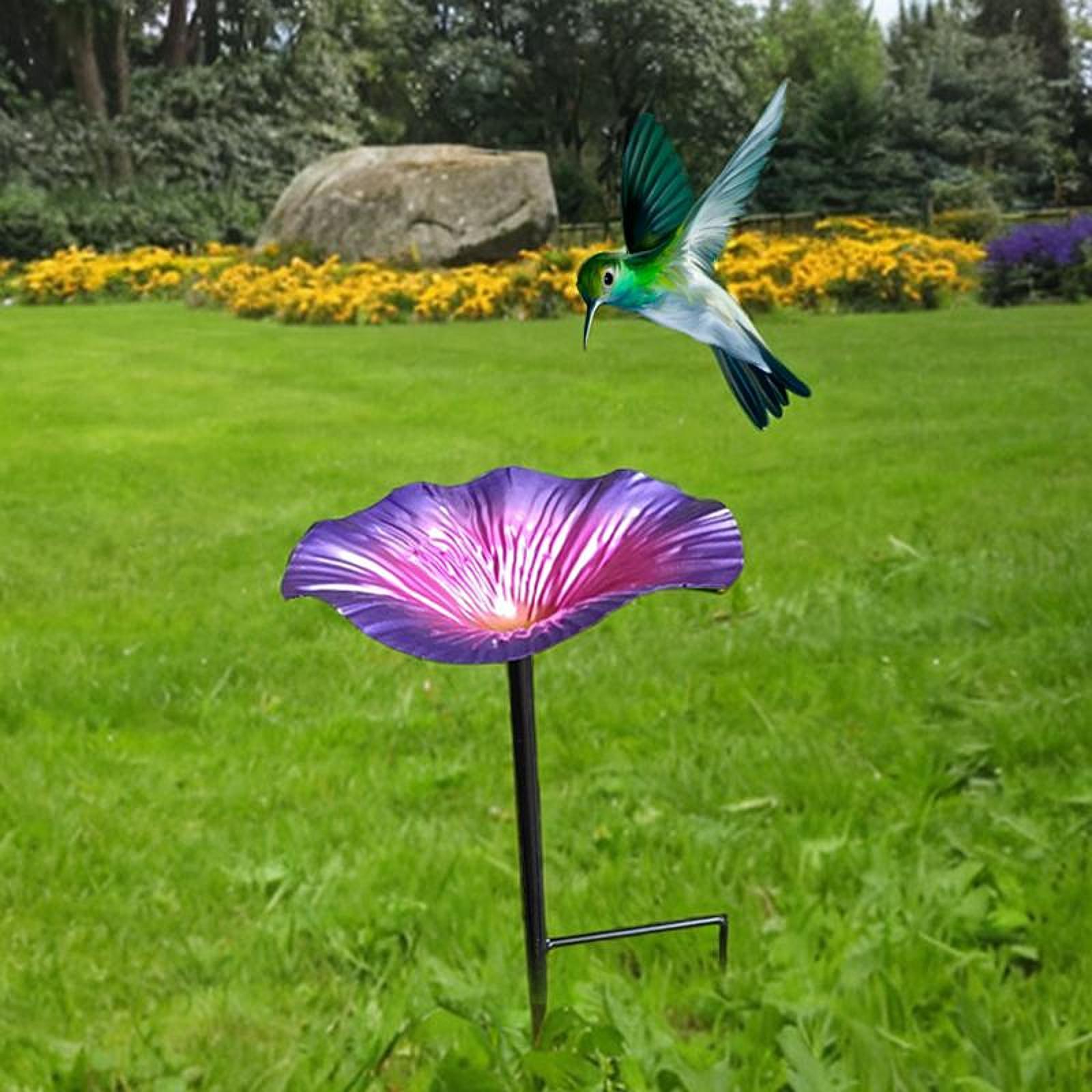 Bird Baths for Outdoors Garden Metal Bird Bath for Backyard Patio Bird Lover Purple Blue