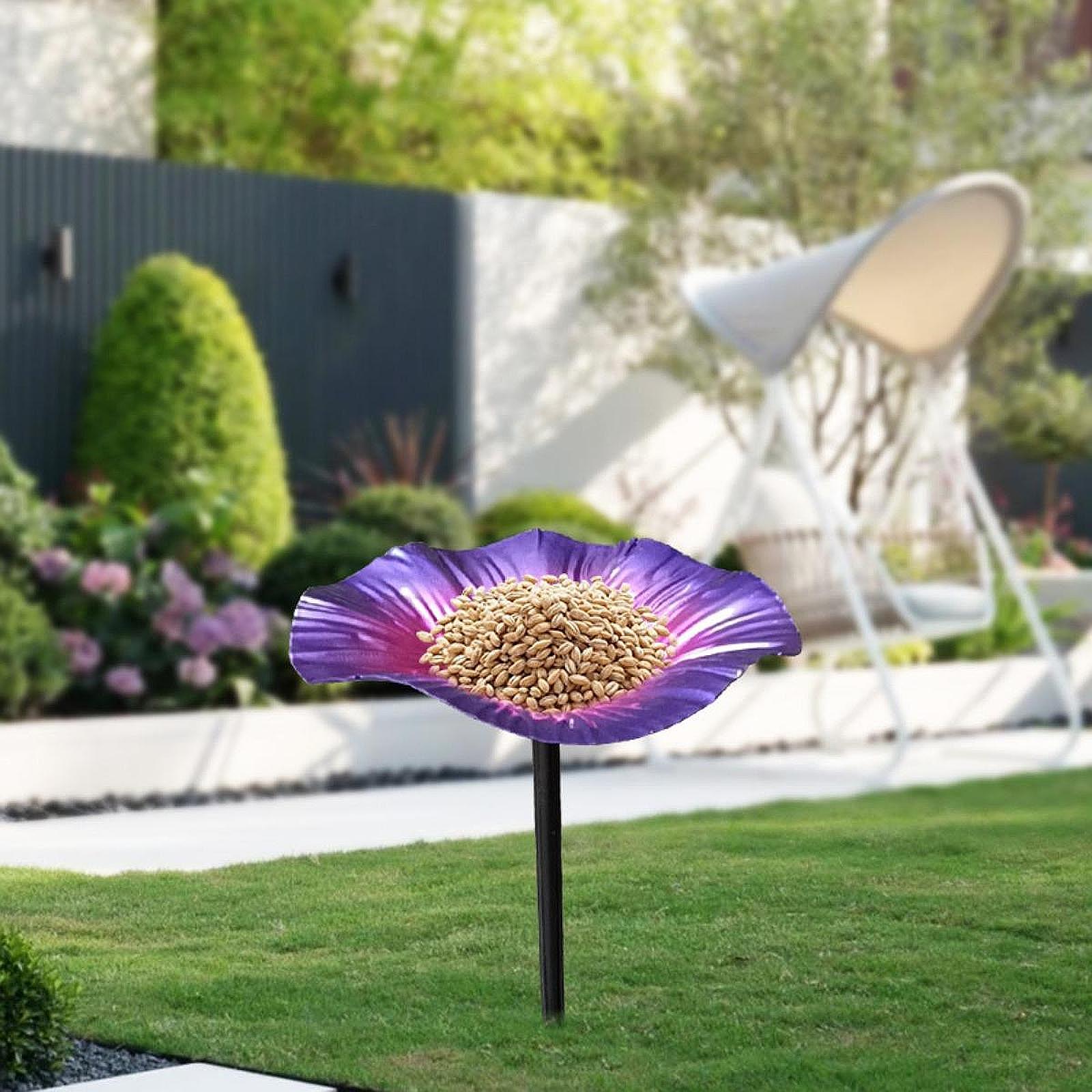 Bird Baths for Outdoors Garden Metal Bird Bath for Backyard Patio Bird Lover Purple Blue