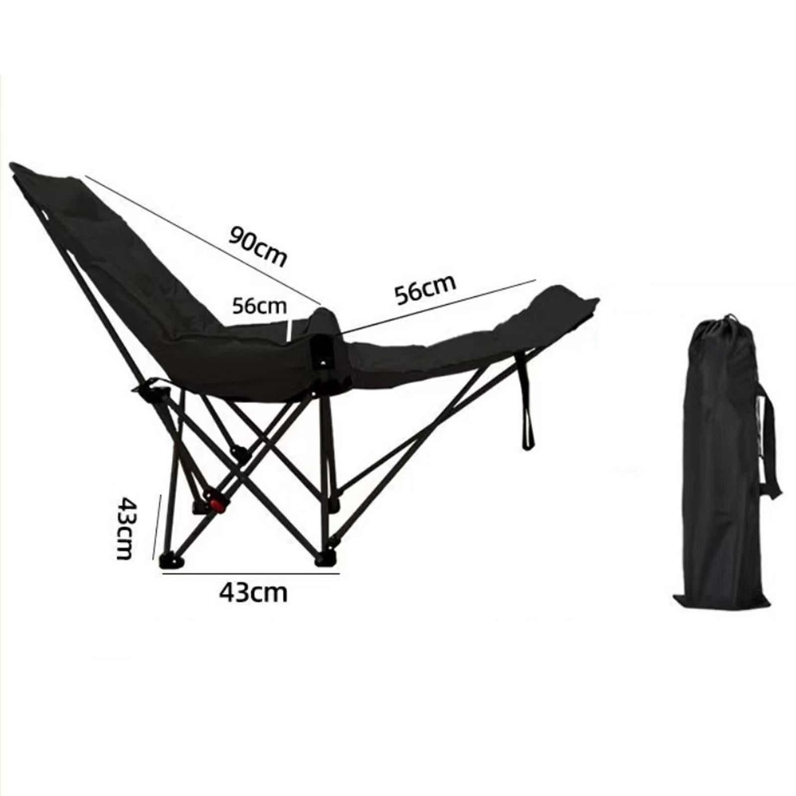 Reclining Camping Chair Folding Chaise Lounge Chair for Patio Traveling Pool Black