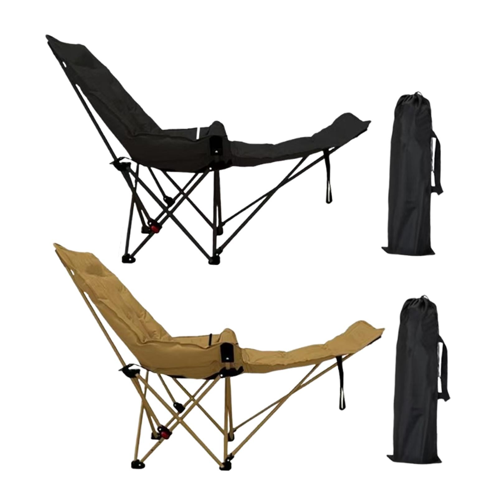 Reclining Camping Chair Folding Chaise Lounge Chair for Patio Traveling Pool Khaki