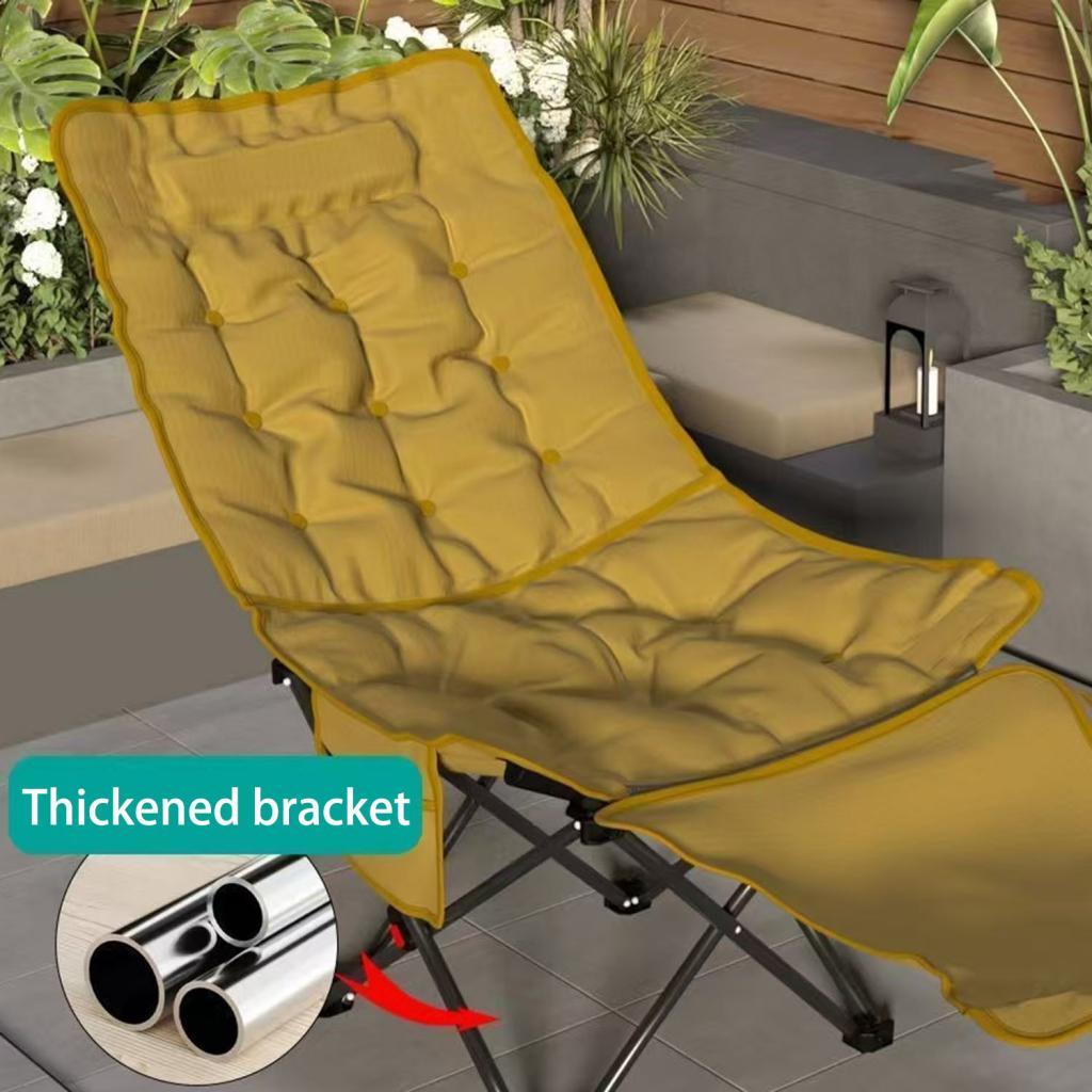 Reclining Camping Chair Comfortable Folding Camp Chair for Park Lawn Fishing Khaki