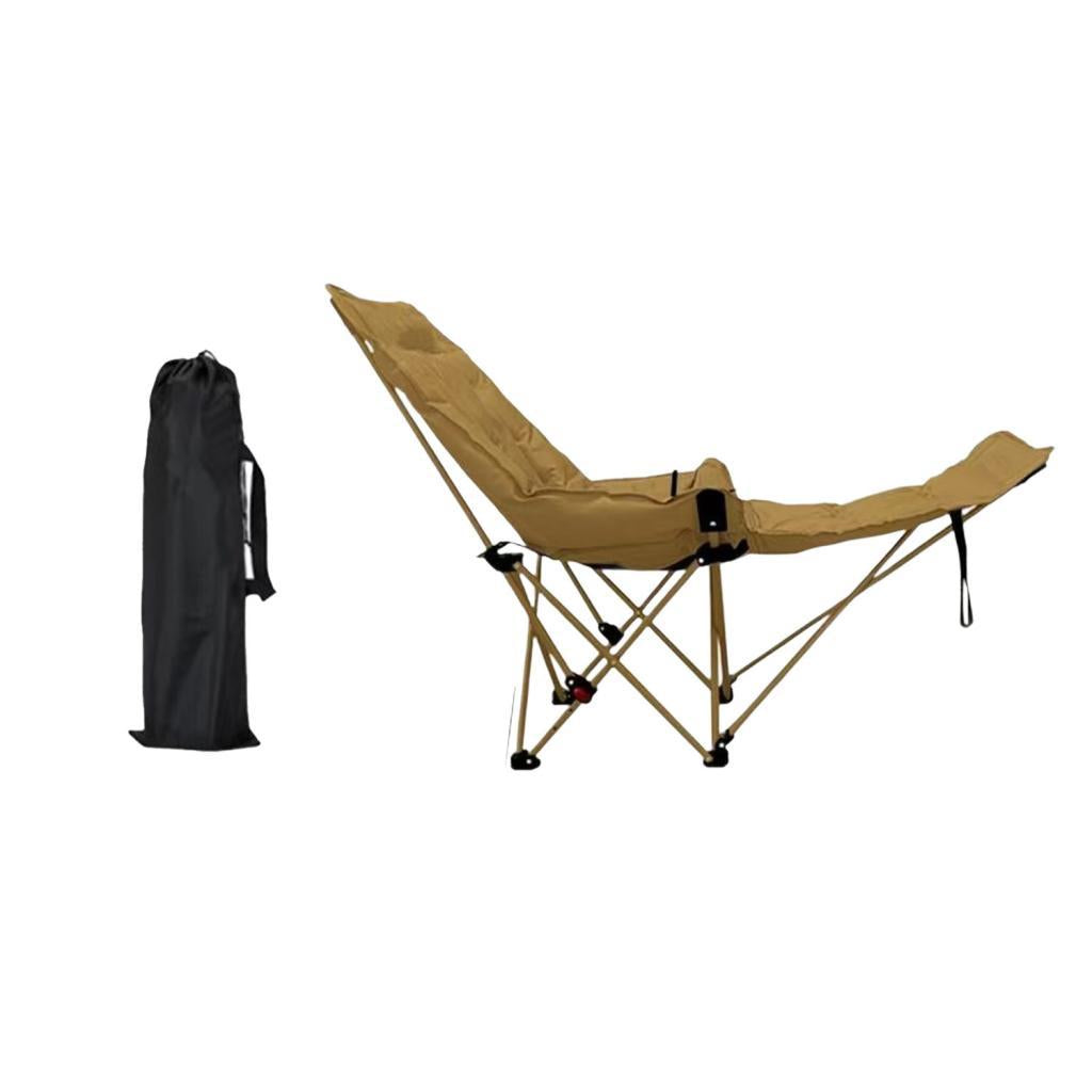 Reclining Camping Chair Comfortable Folding Camp Chair for Park Lawn Fishing Khaki
