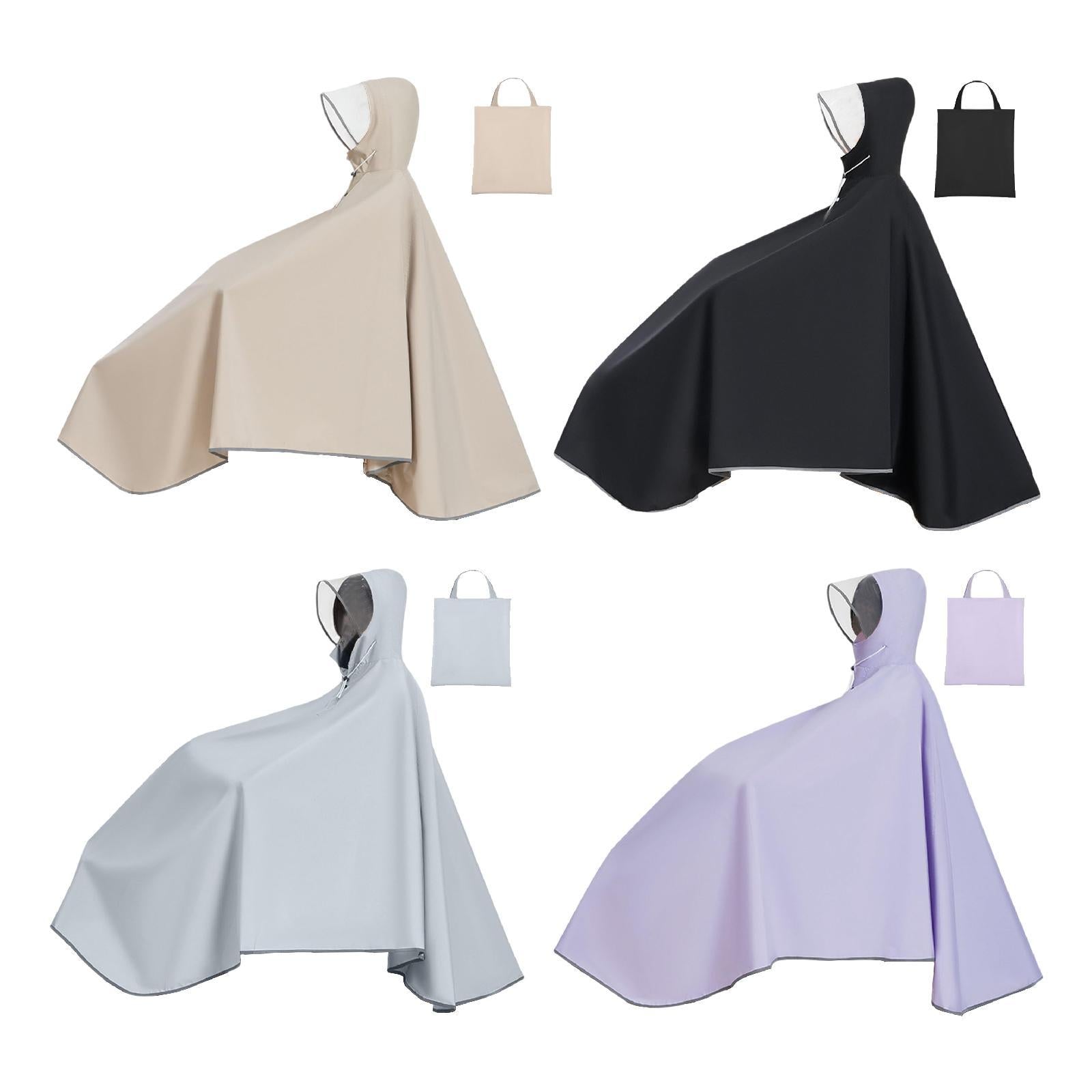 Bike Rain Poncho Hooded for Adults Rainproof Thick Compact Bicycle Rain Cape Coffee