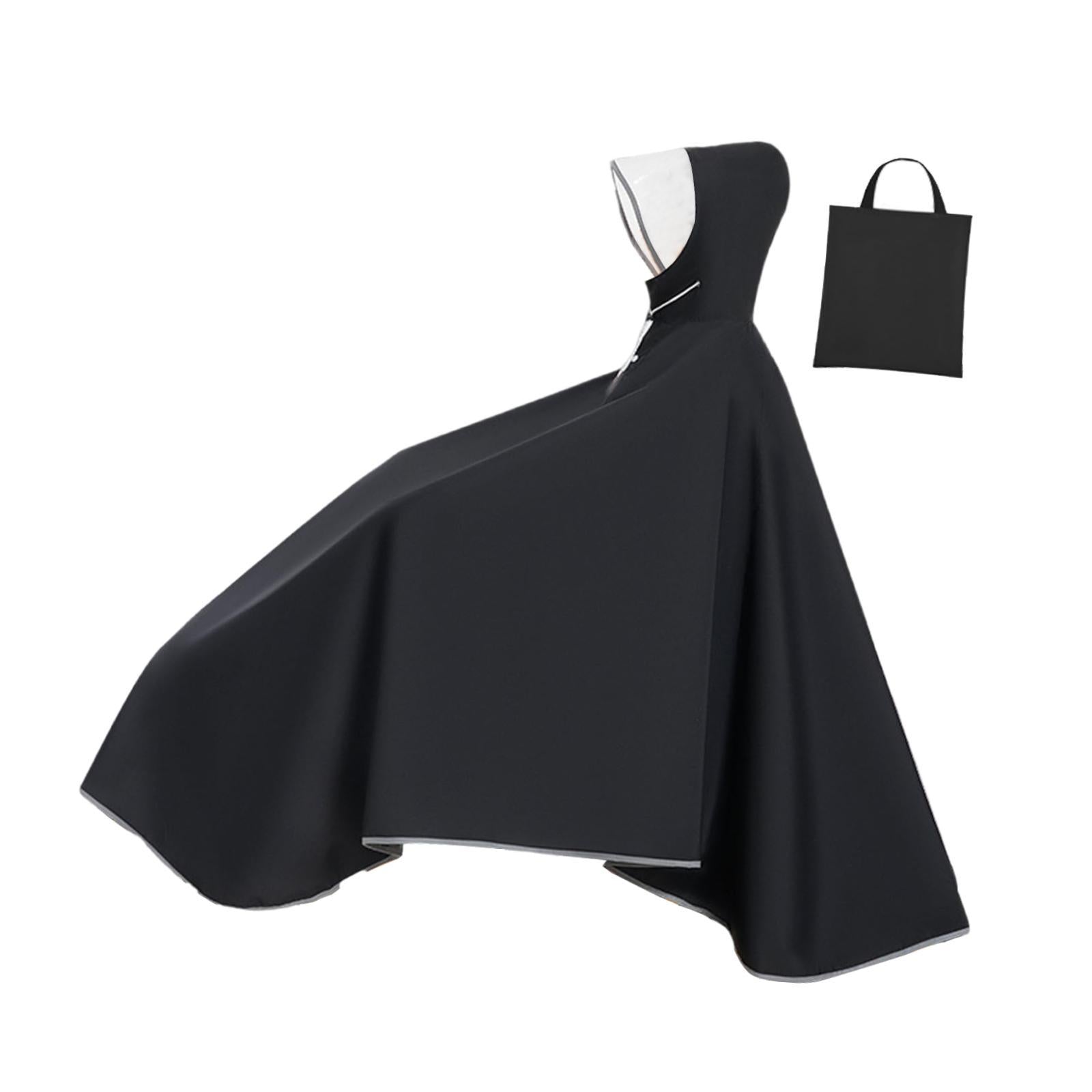 Bike Rain Poncho Hooded for Adults Rainproof Thick Compact Bicycle Rain Cape Black