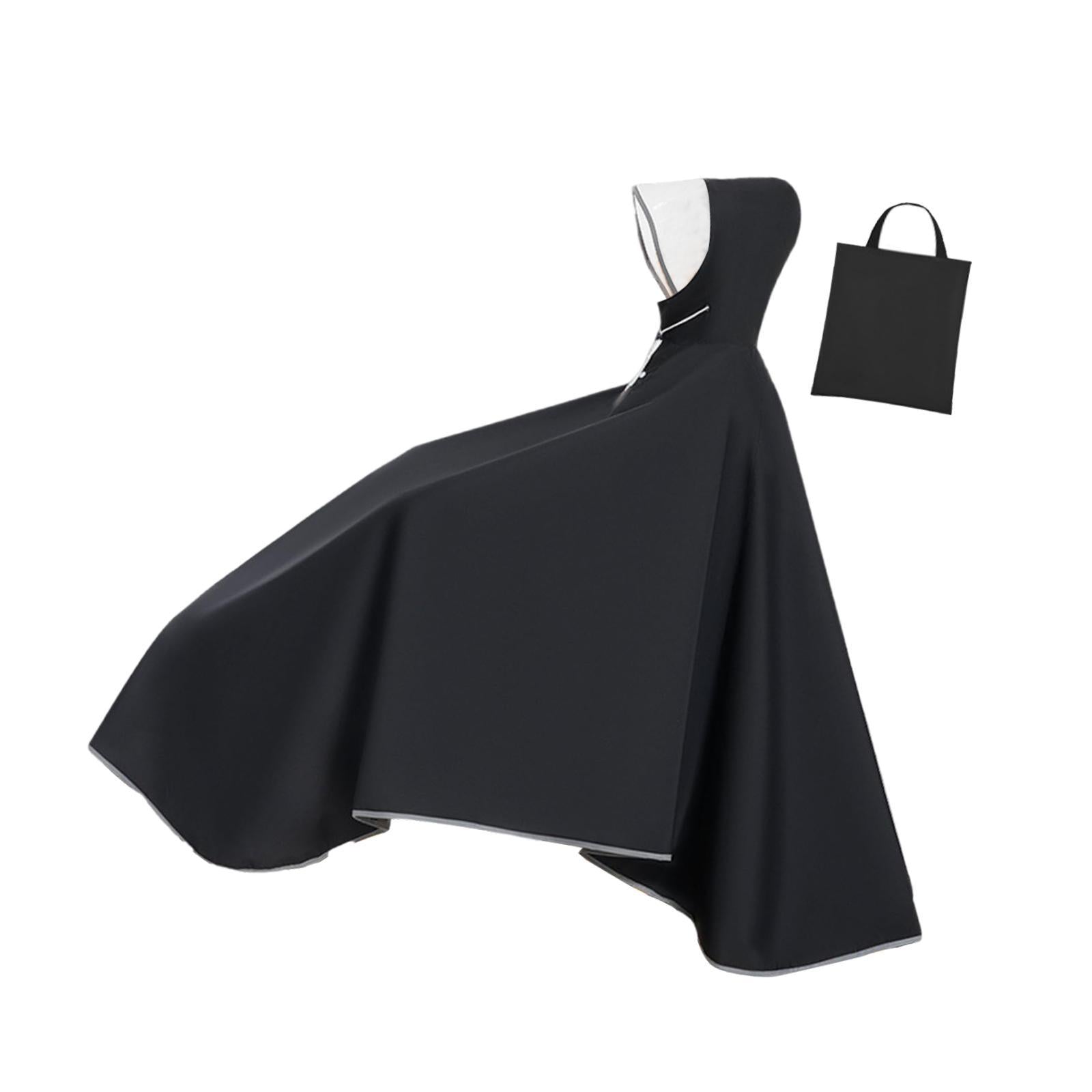 Bike Rain Poncho Hooded for Adults Rainproof Thick Compact Bicycle Rain Cape Black