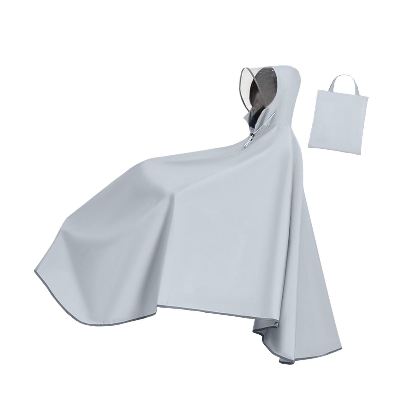 Bike Rain Poncho Hooded for Adults Rainproof Thick Compact Bicycle Rain Cape Gray